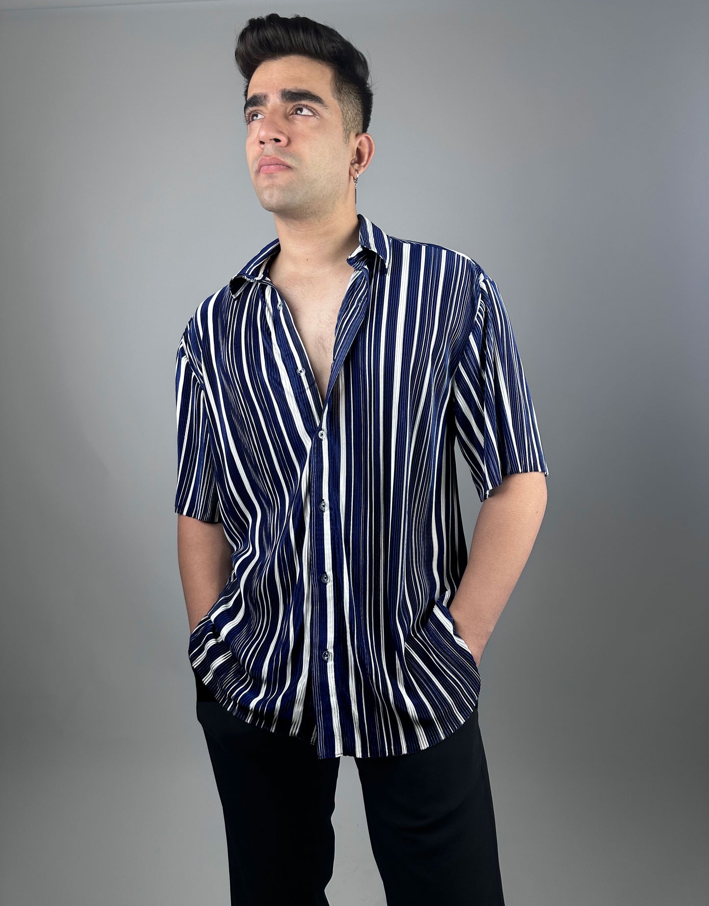 Eyolf  Blue-White Unisex Striped Shirt