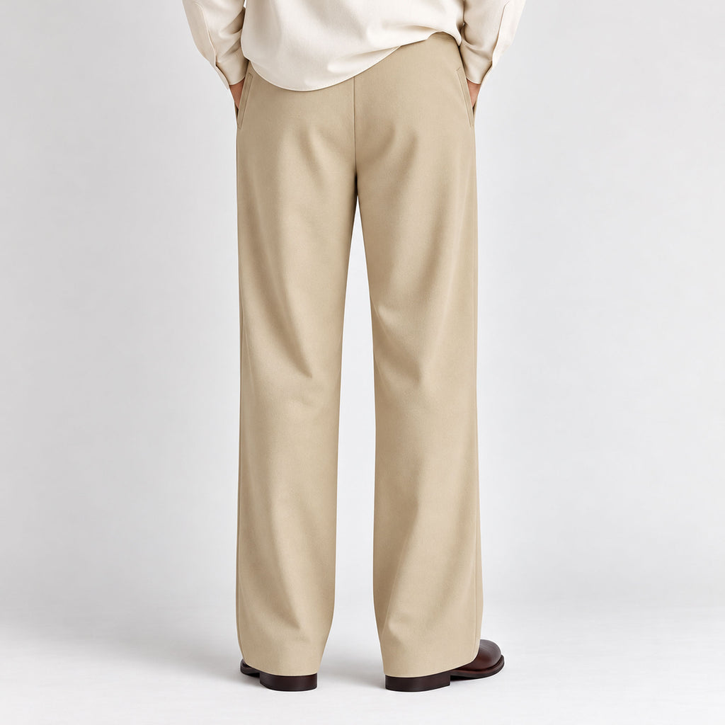Men Straight Fit Trouser-Beige