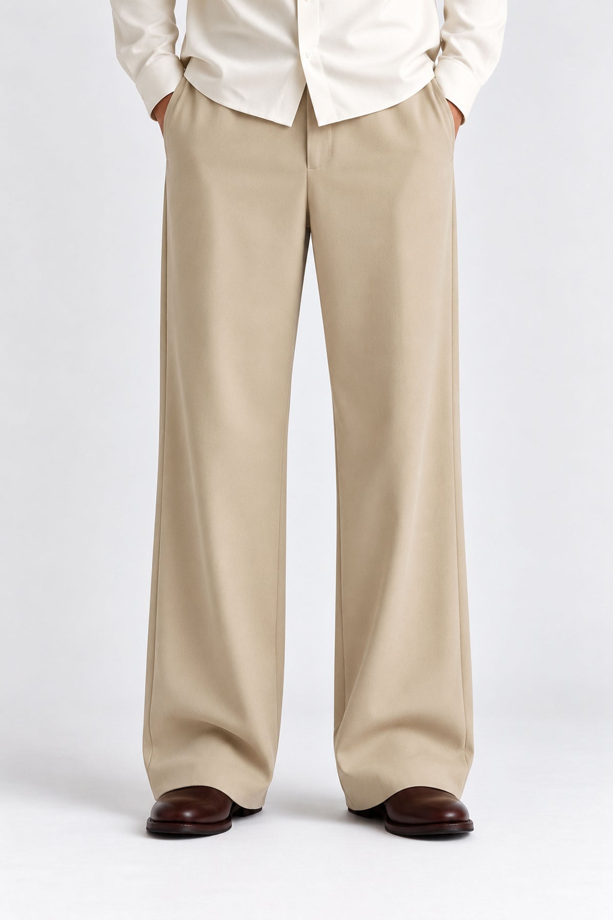 Men Straight Fit Trouser-Beige