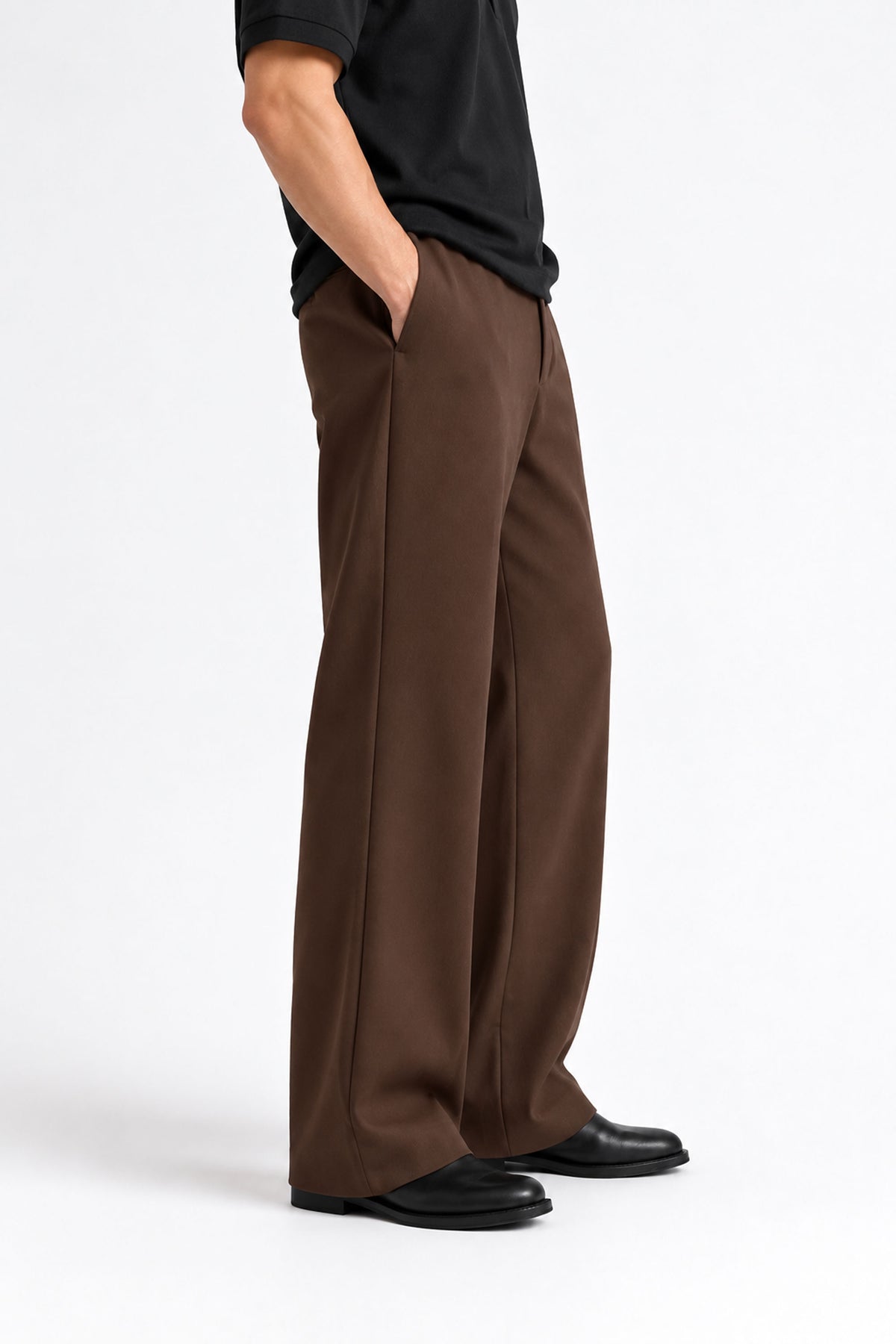 Men Straight Fit Trouser-Chocolate Brown