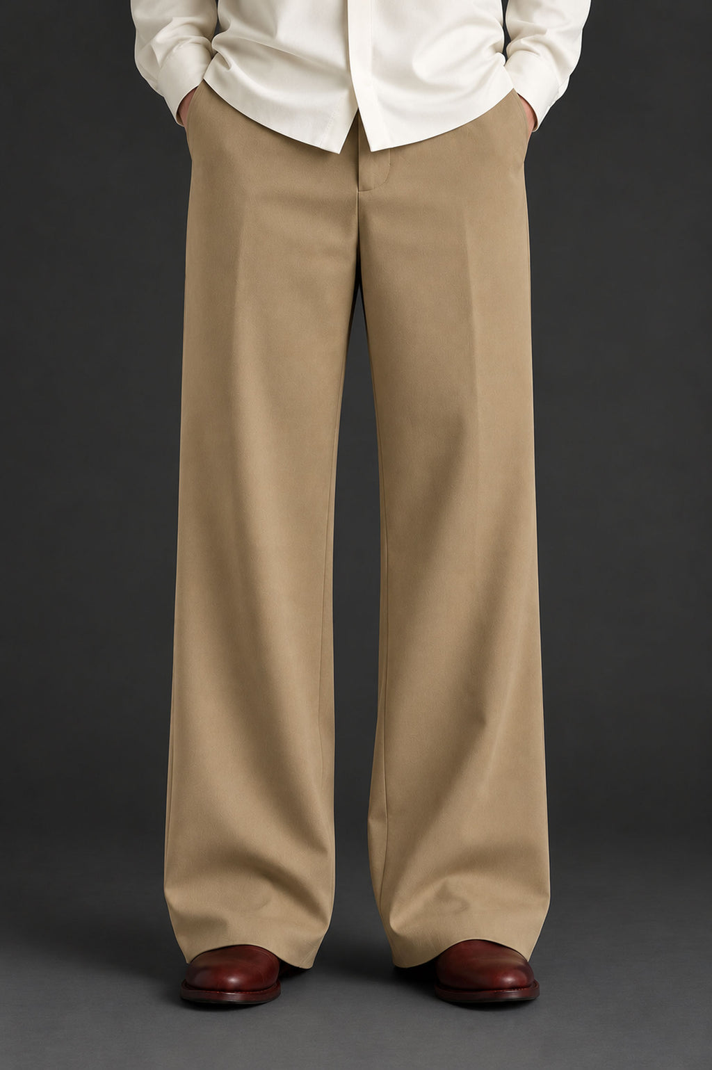 Men Straight Fit Trouser-Camel