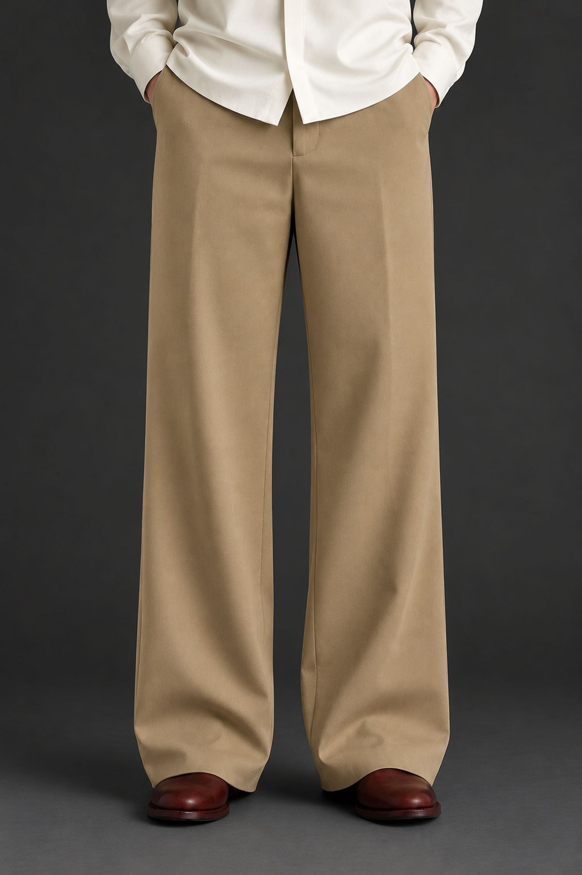 Men Straight Fit Trouser-Camel
