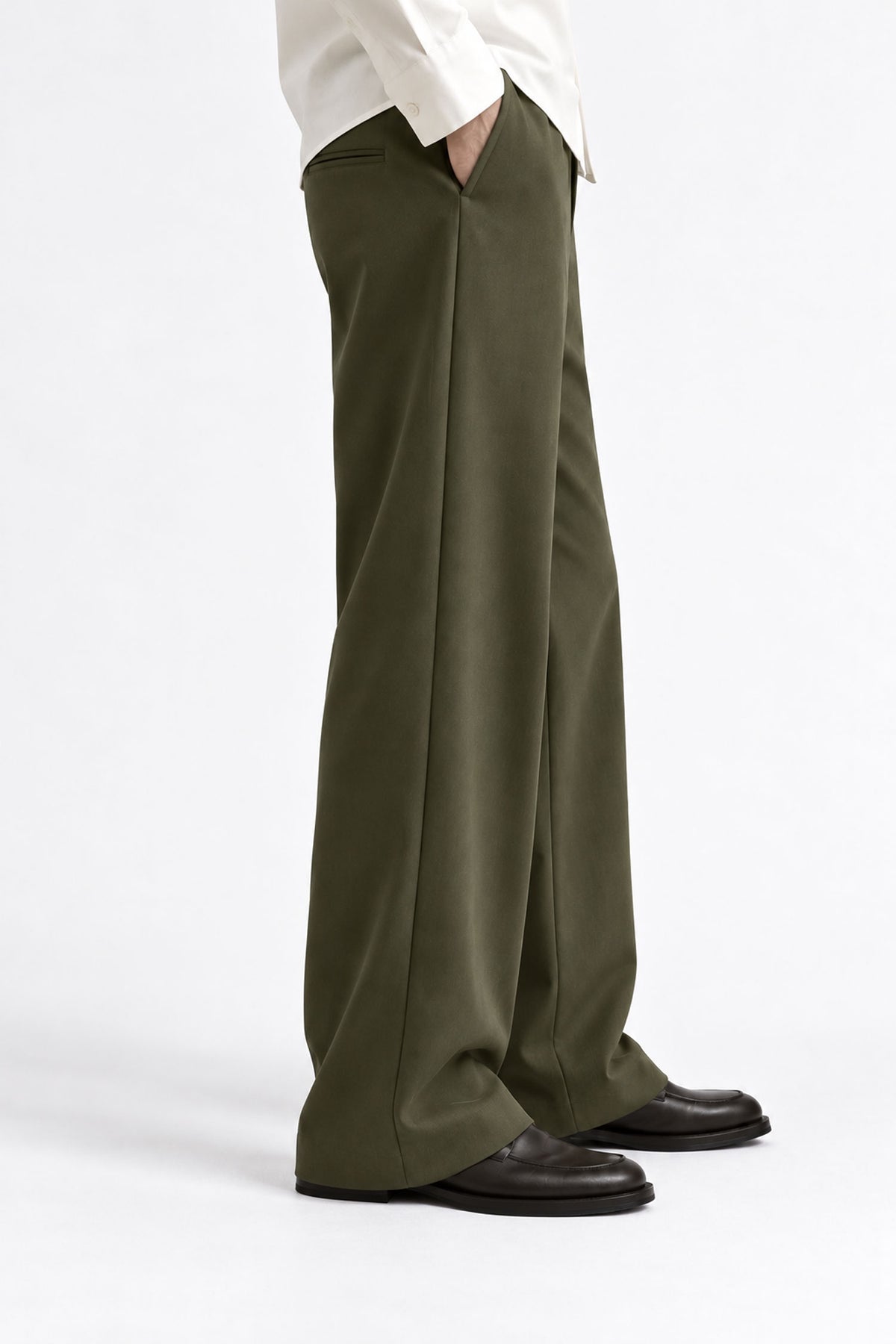 Men Straight Fit Trouser-Olive Green