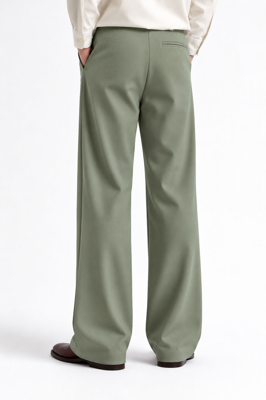 Men Straight Fit Trouser-Sage Green