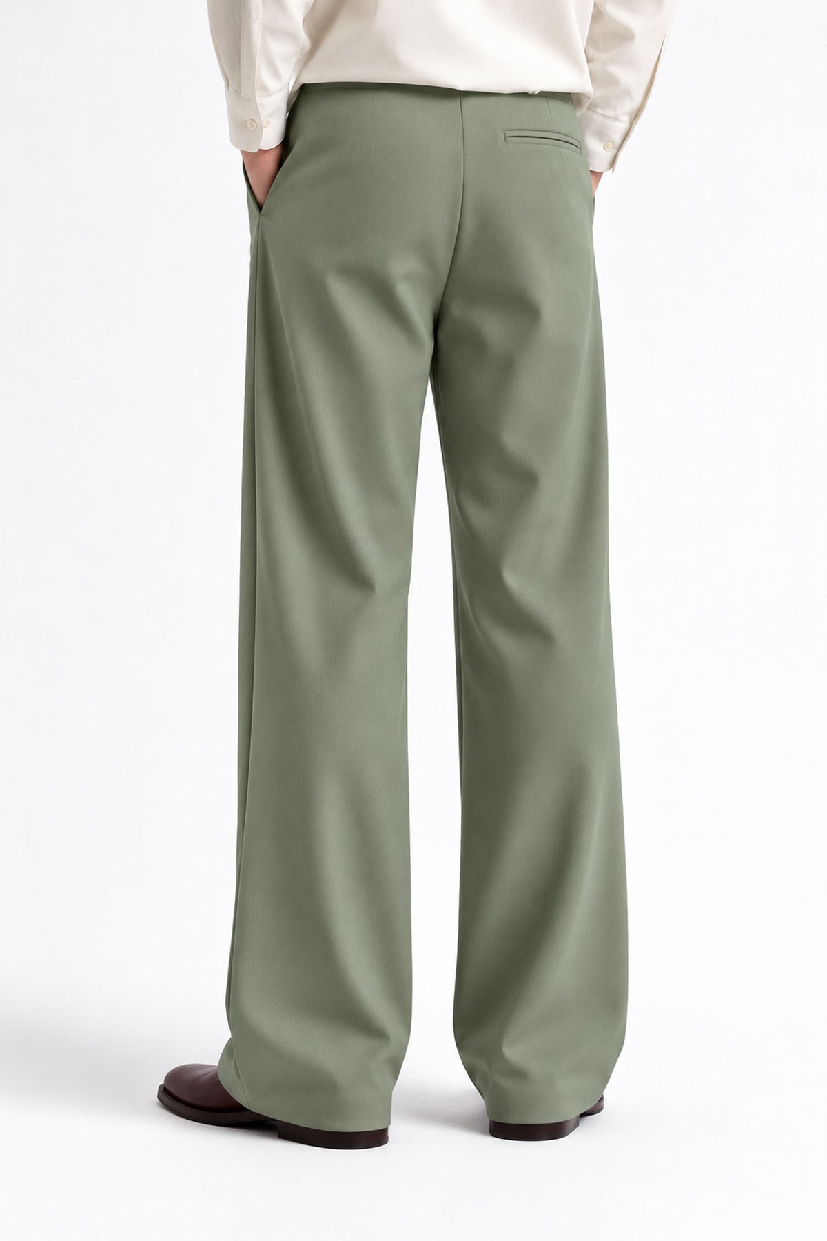 Men Straight Fit Trouser-Sage Green