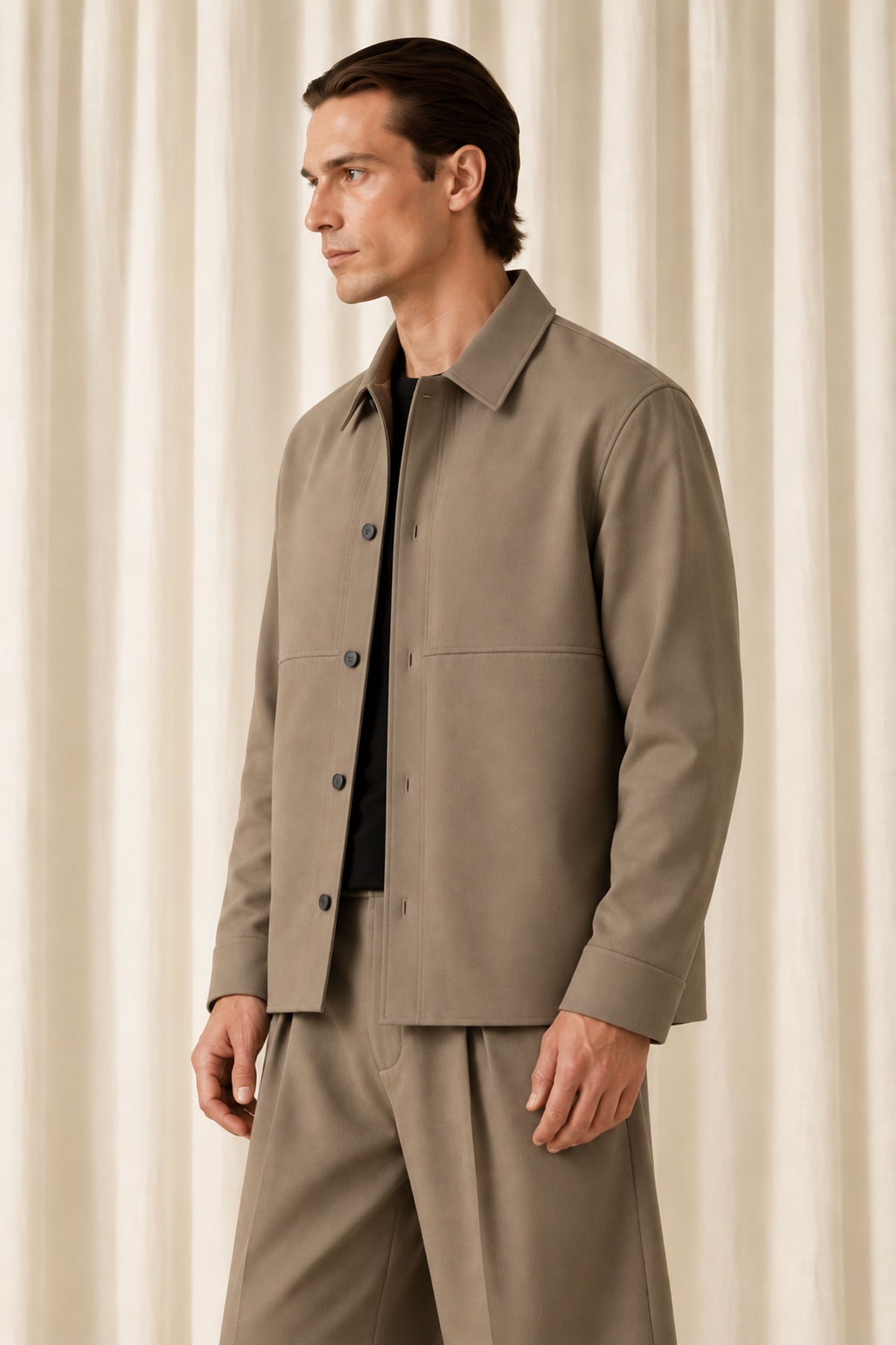 Taupe Structured Overshirt