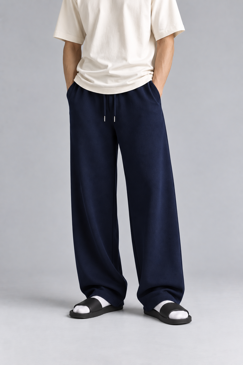 Men's Navy Blue Straight-Fit Joggers