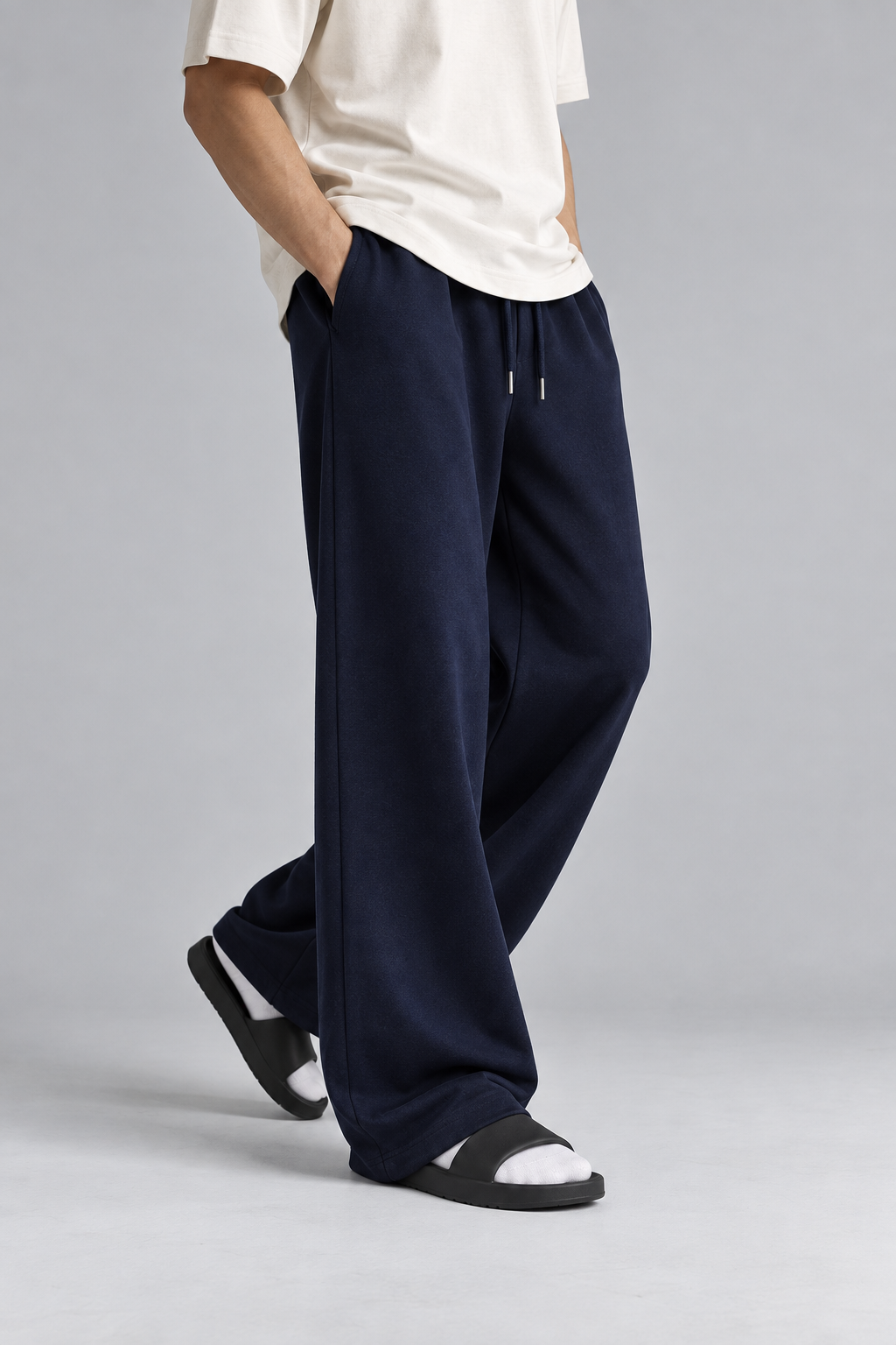 Men's Navy Blue Straight-Fit Joggers