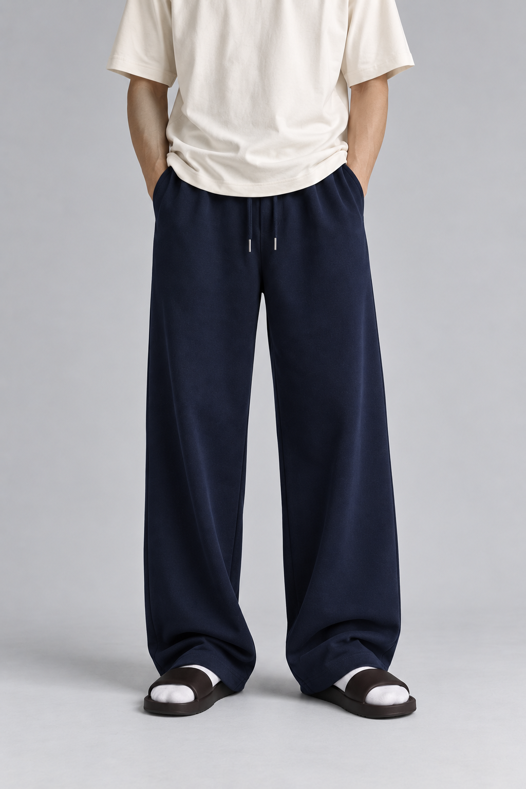 Men's Navy Blue Straight-Fit Joggers