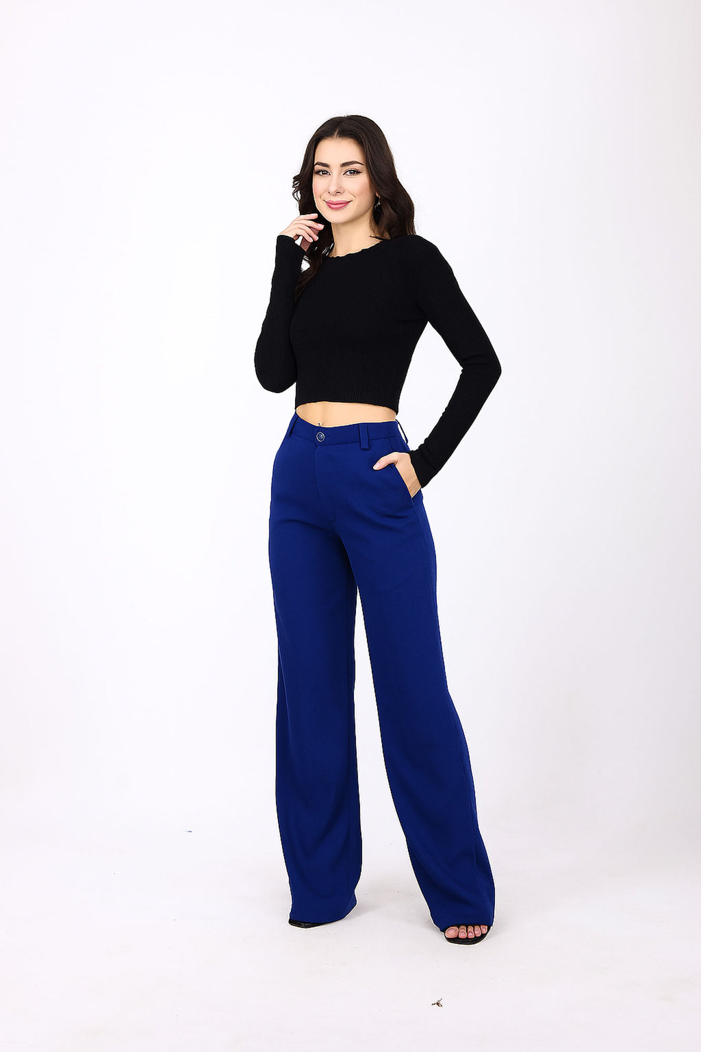 Straight Fit Wide Leg Trouser - White
