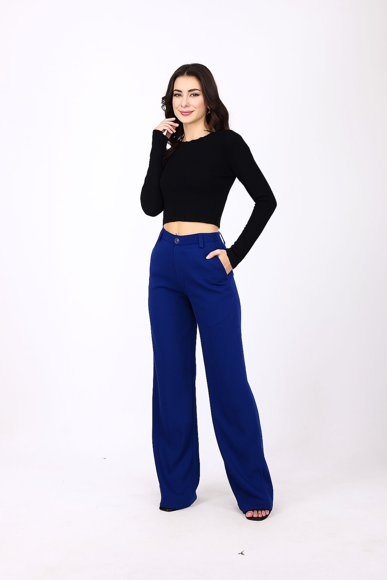Straight Fit Wide Leg Trouser - White