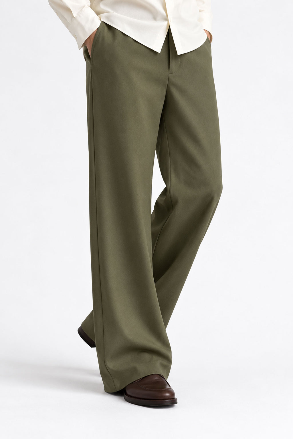 Men Straight Fit Trouser-Olive Green
