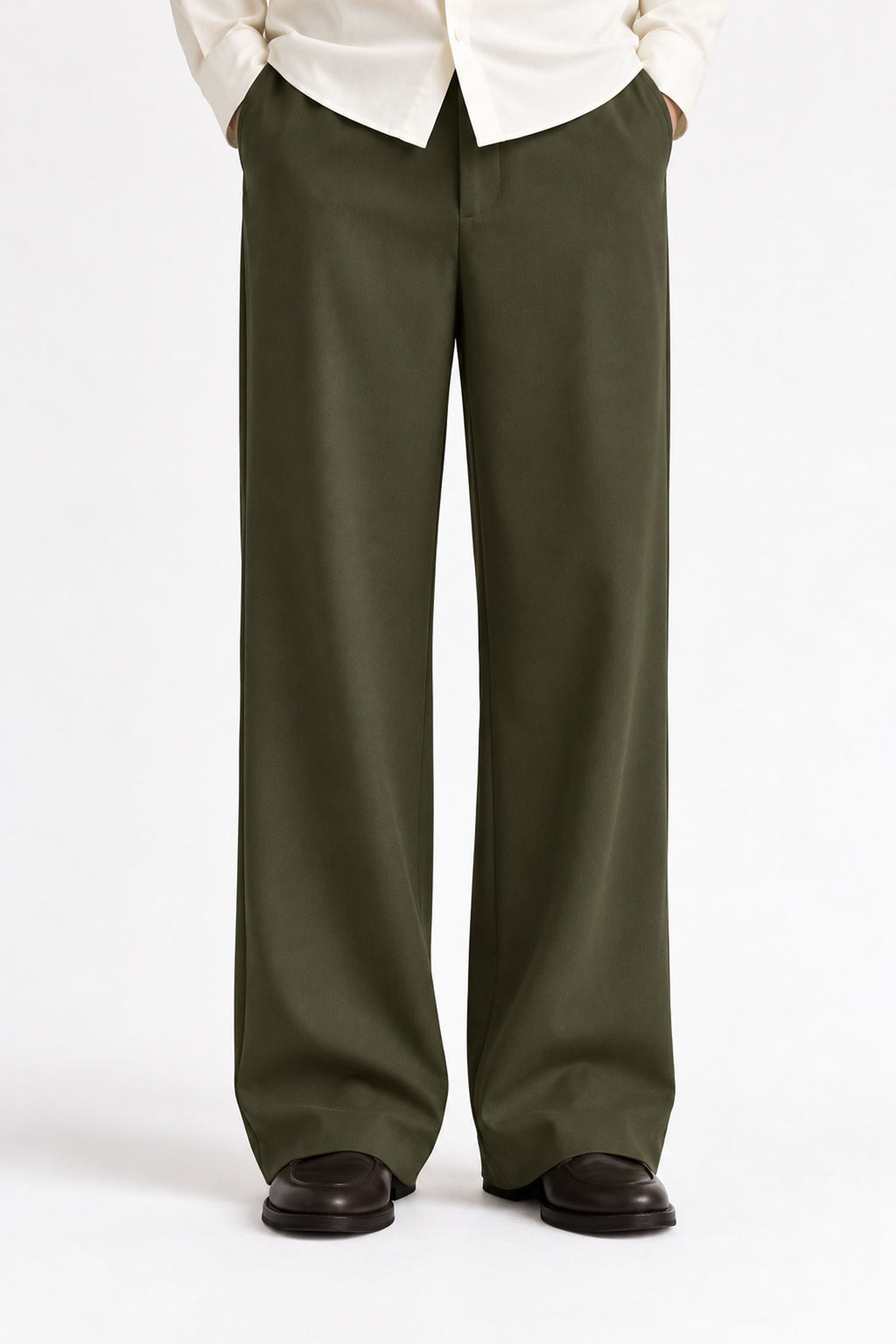 Men Straight Fit Trouser-Olive Green
