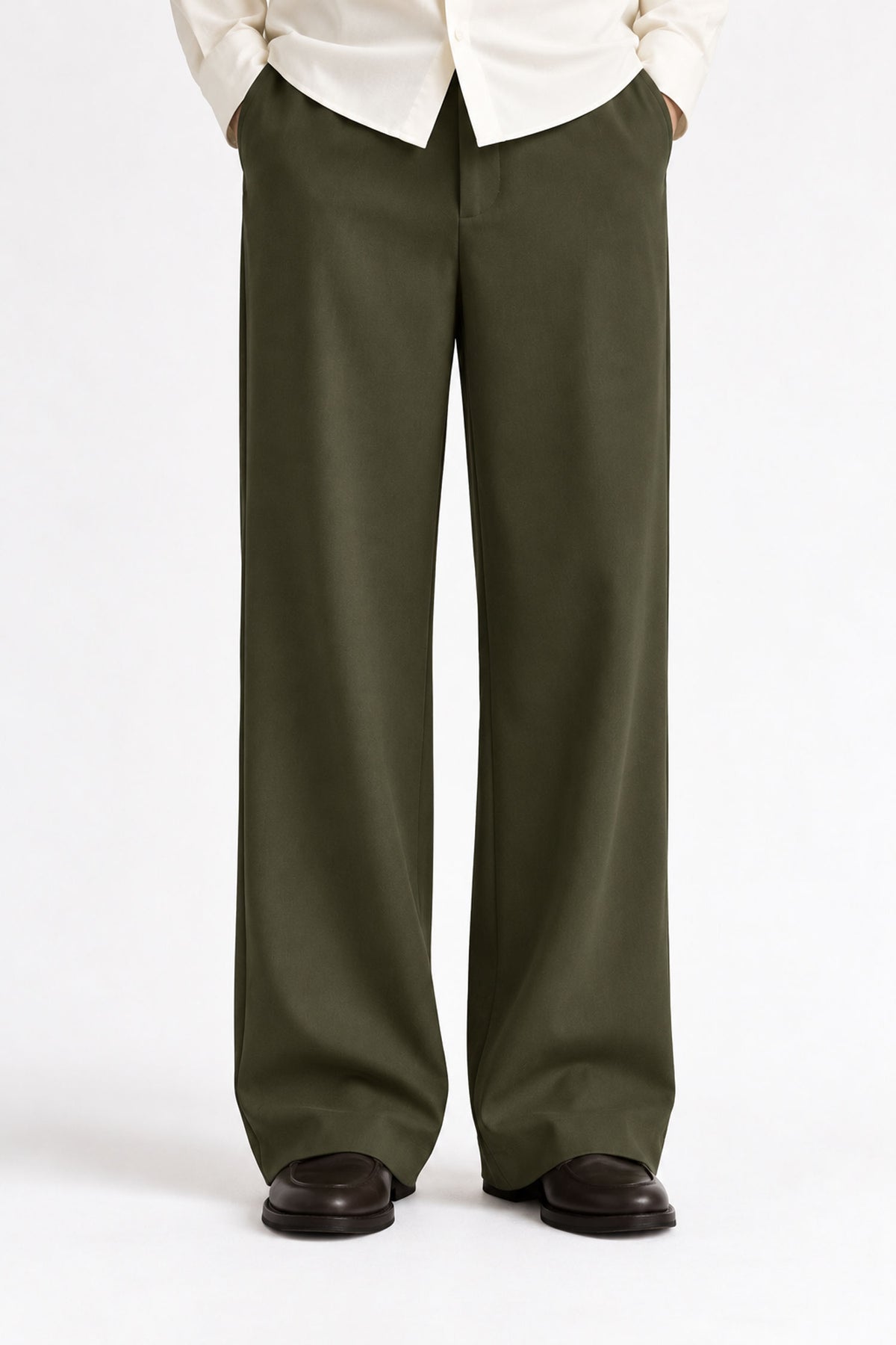 Men Straight Fit Trouser-Olive Green