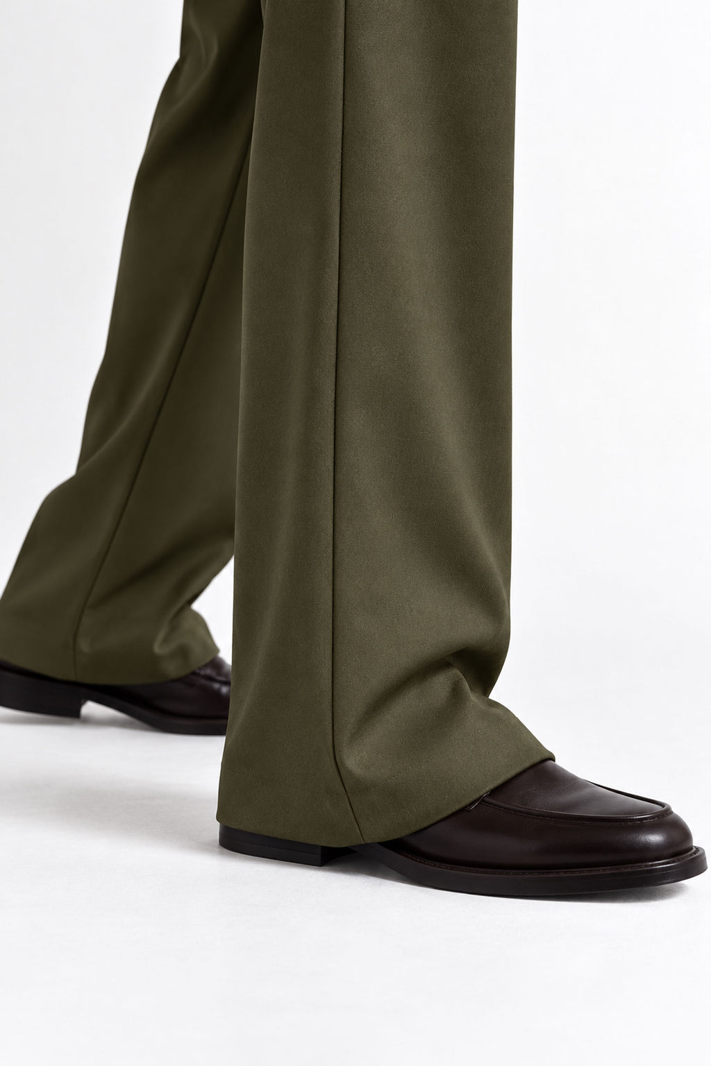 Men Straight Fit Trouser-Olive Green