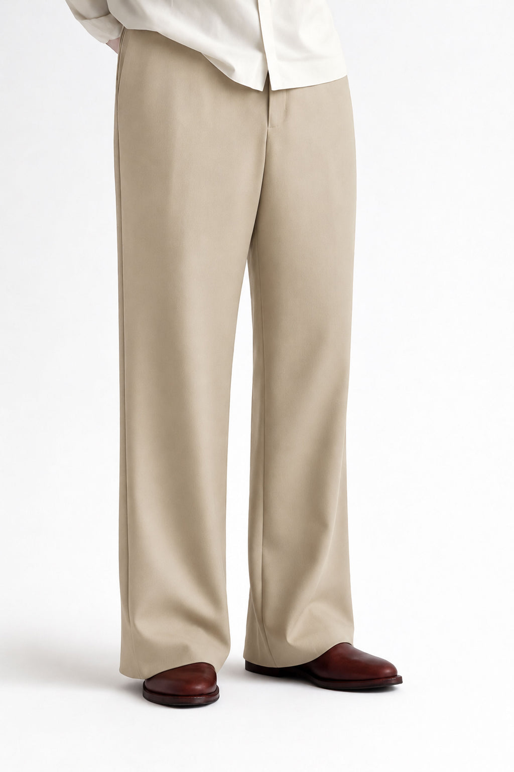 Men Straight Fit Trouser-Beige