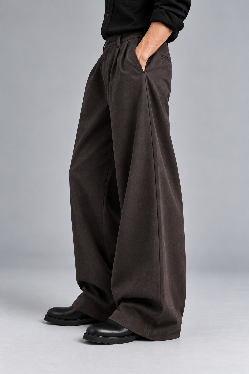 The Cotton-Flax Workwear Trouser-Chocolate Brown