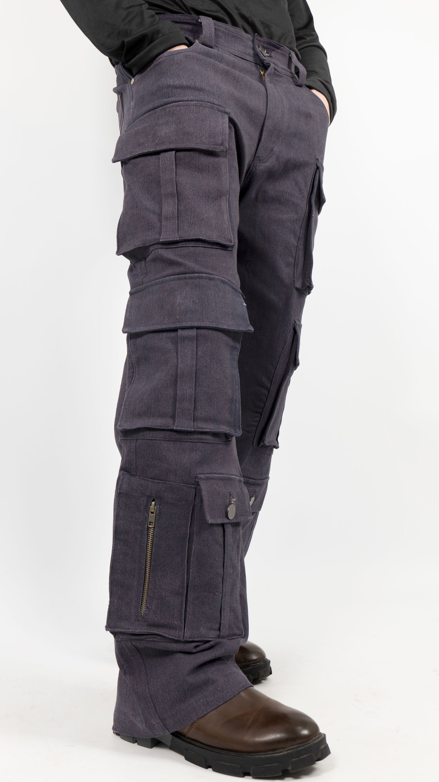 8 Pocket Baggy Fit Denim Cargo