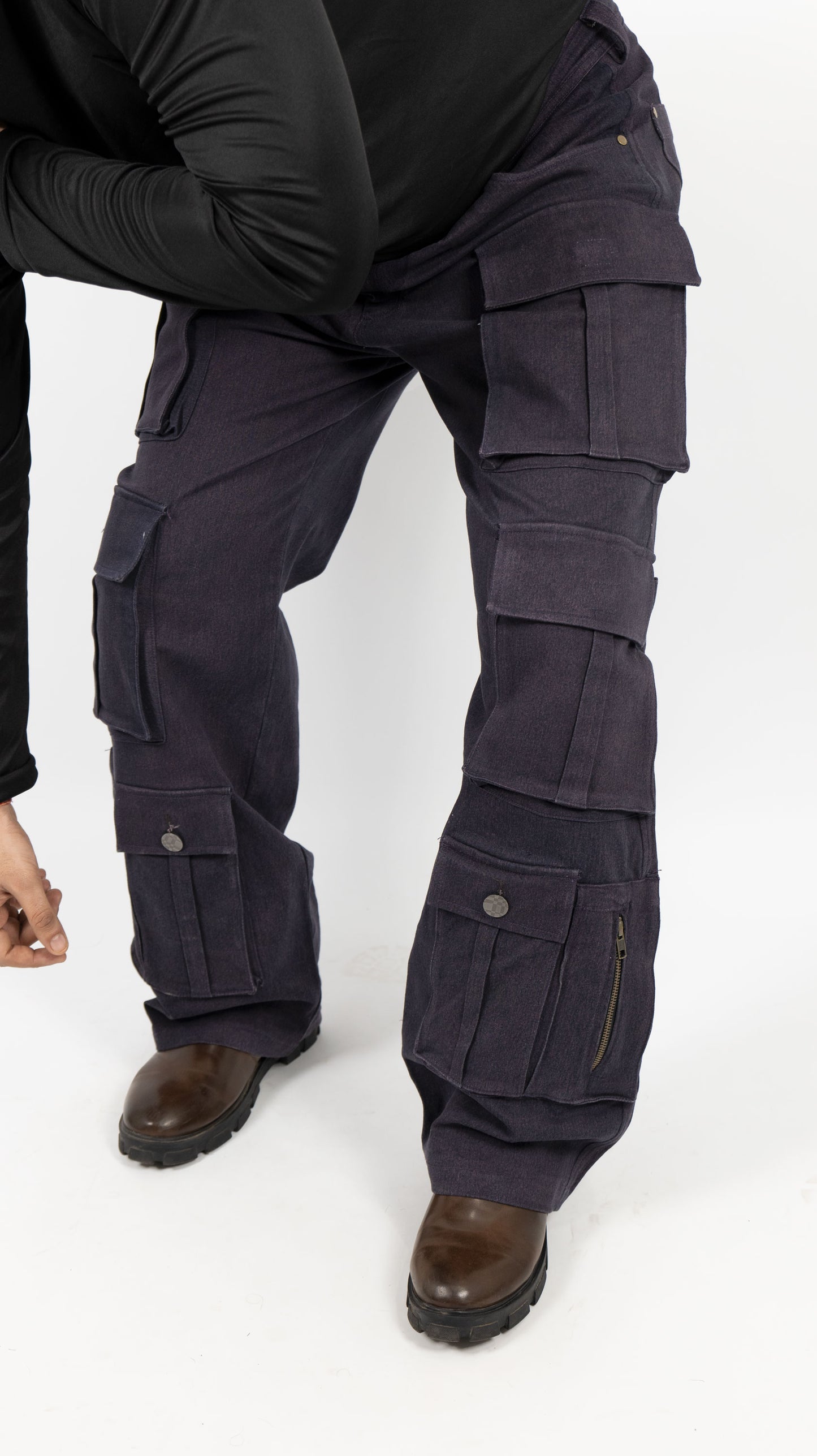 8 Pocket Baggy Fit Denim Cargo