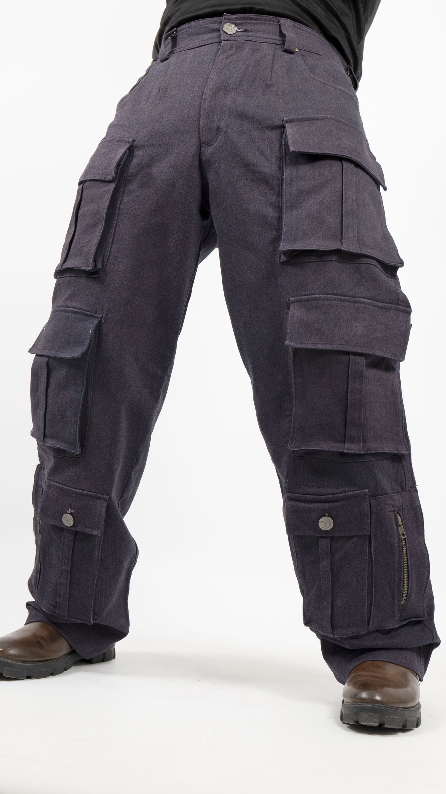 8 Pocket Baggy Fit Denim Cargo