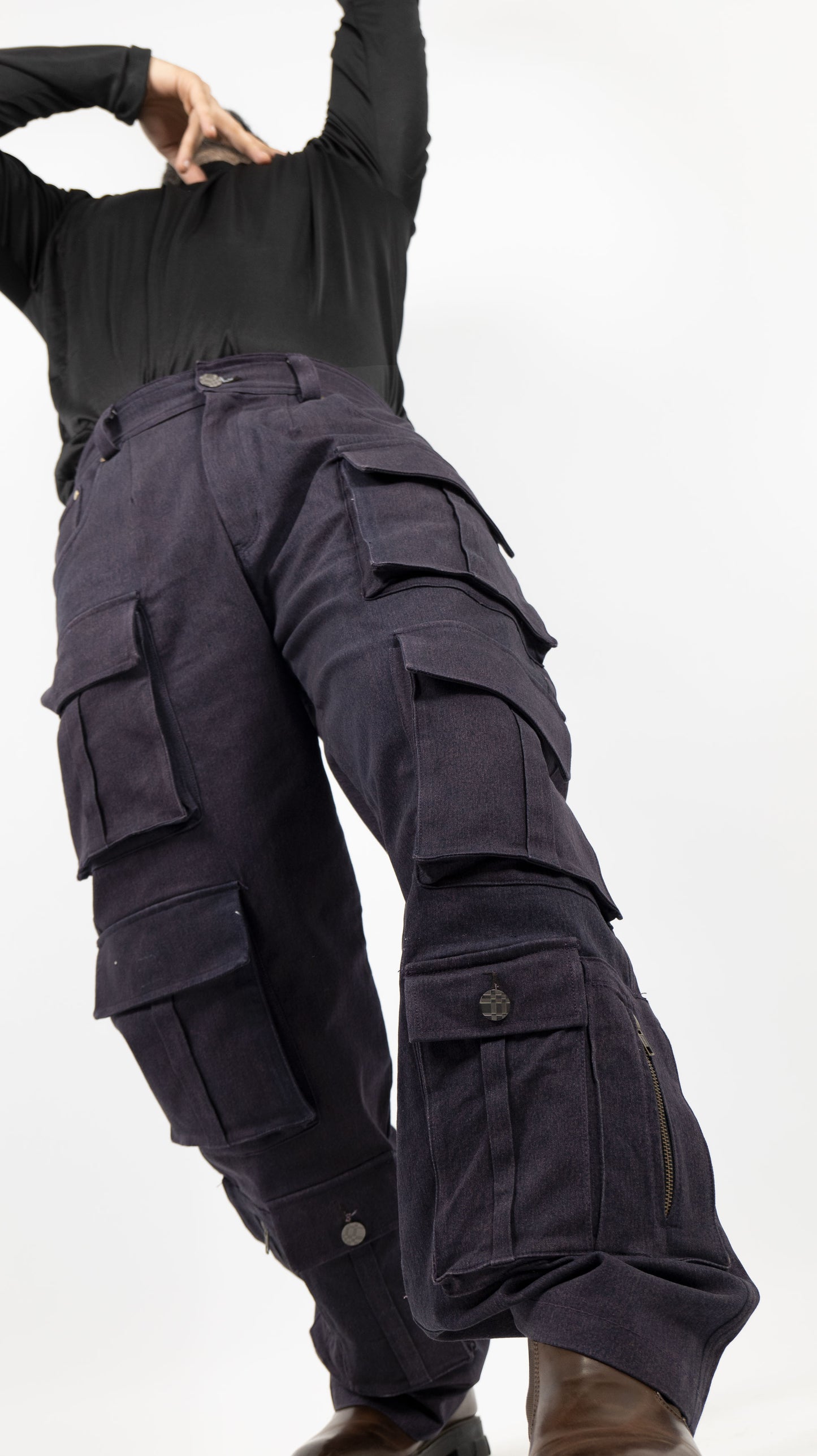 8 Pocket Baggy Fit Denim Cargo