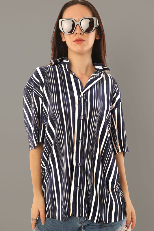 Eyolf  Blue-White Unisex Striped Shirt