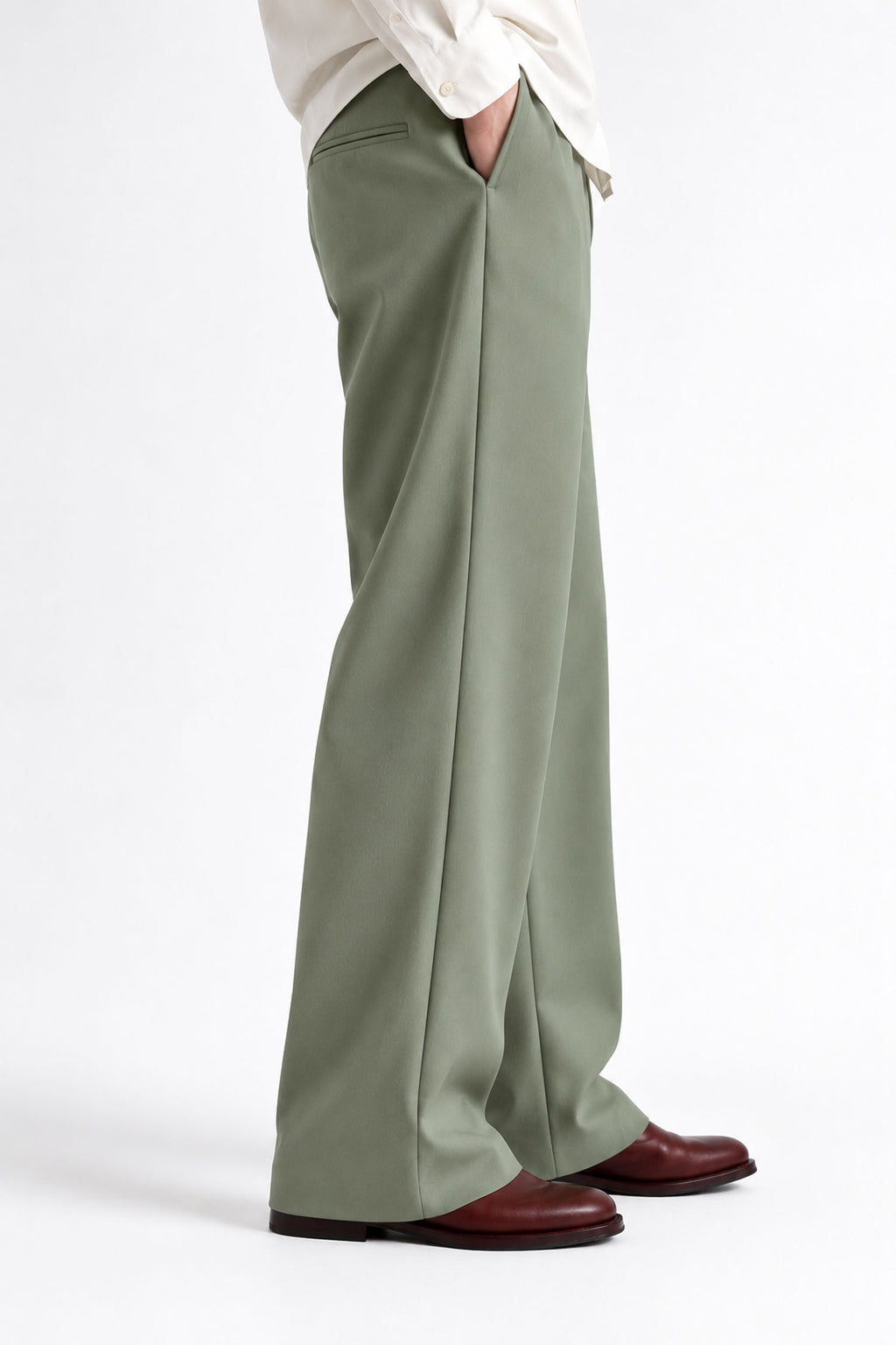 Men Straight Fit Trouser-Sage Green