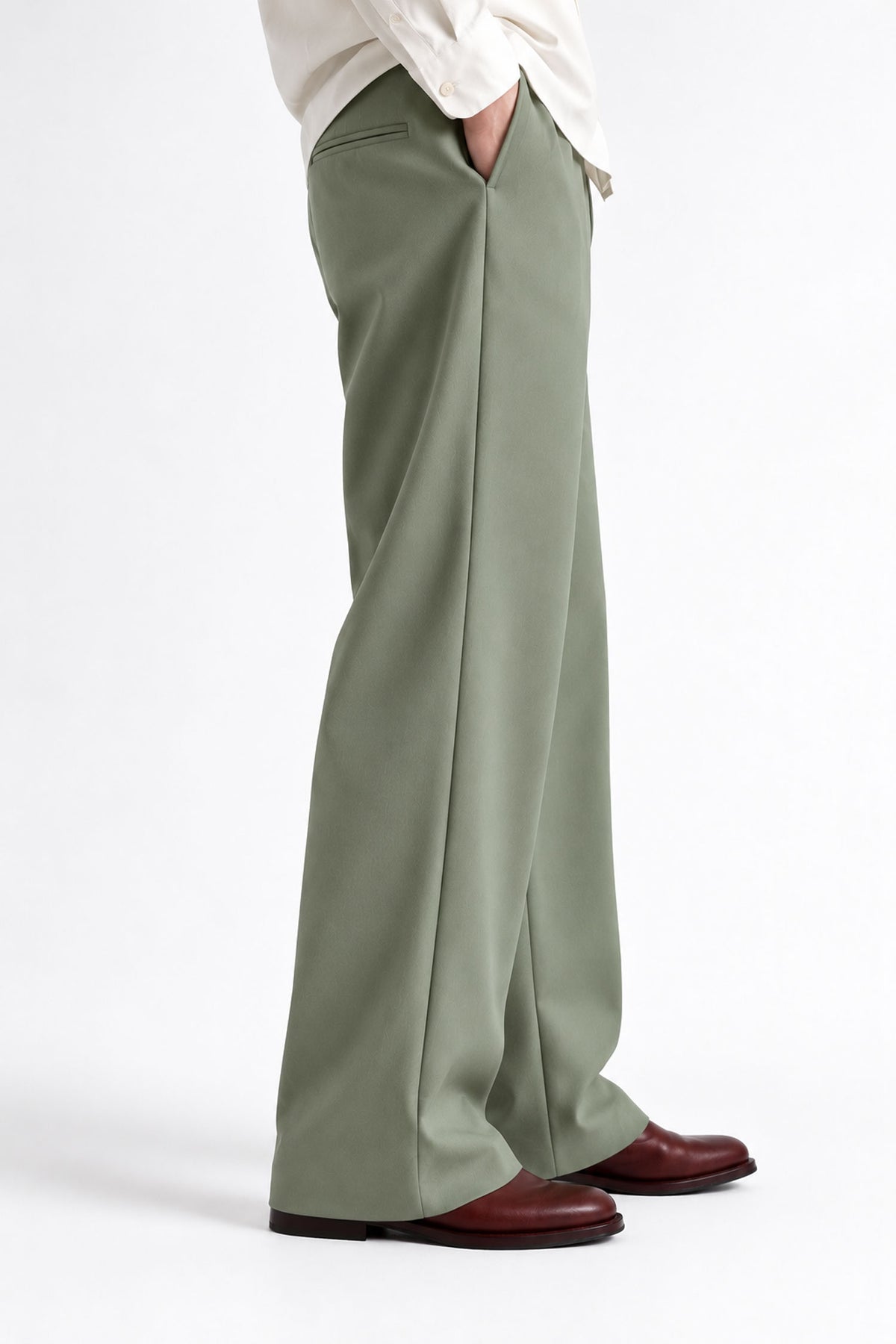 Men Straight Fit Trouser-Sage Green