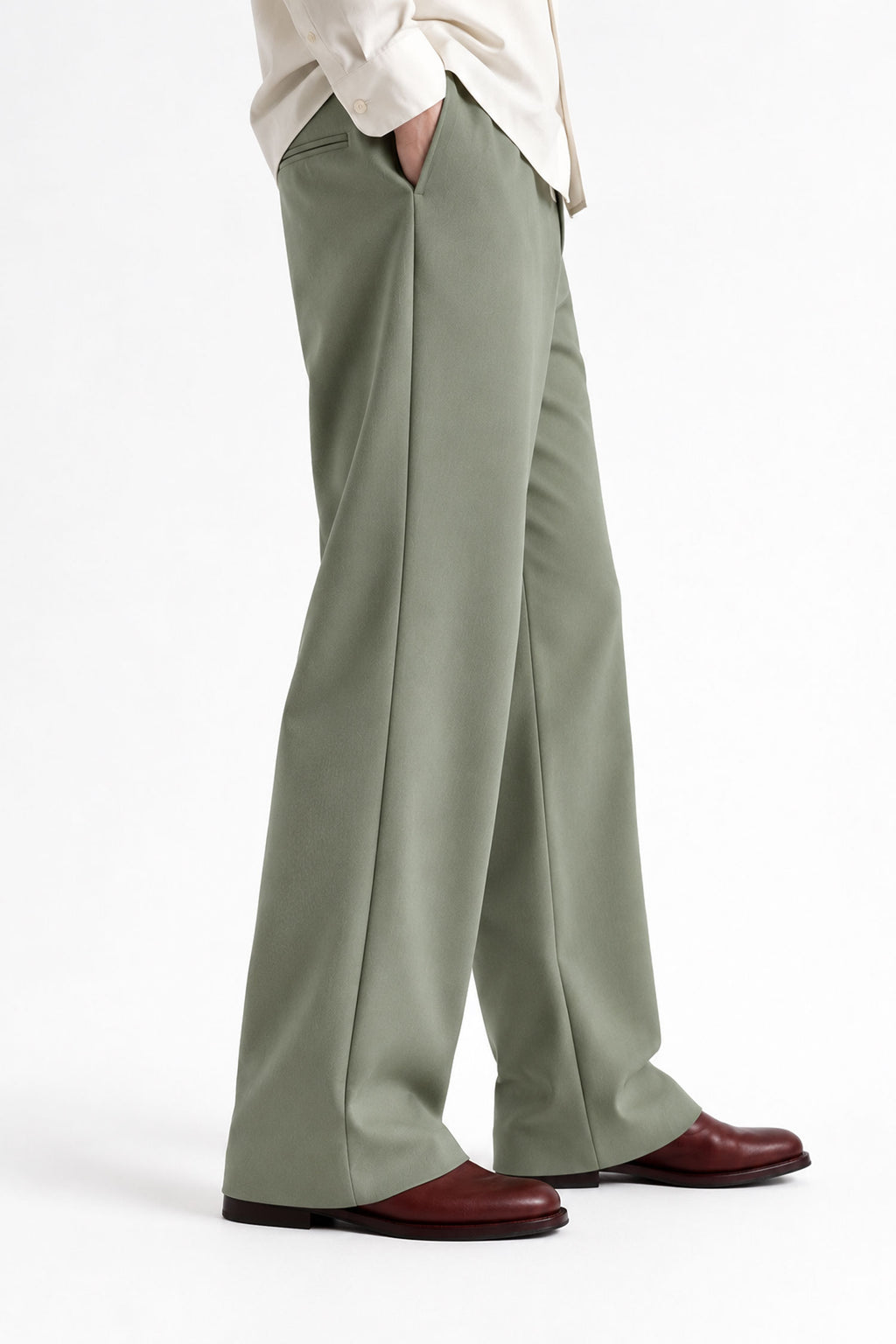 Men Straight Fit Trouser-Sage Green