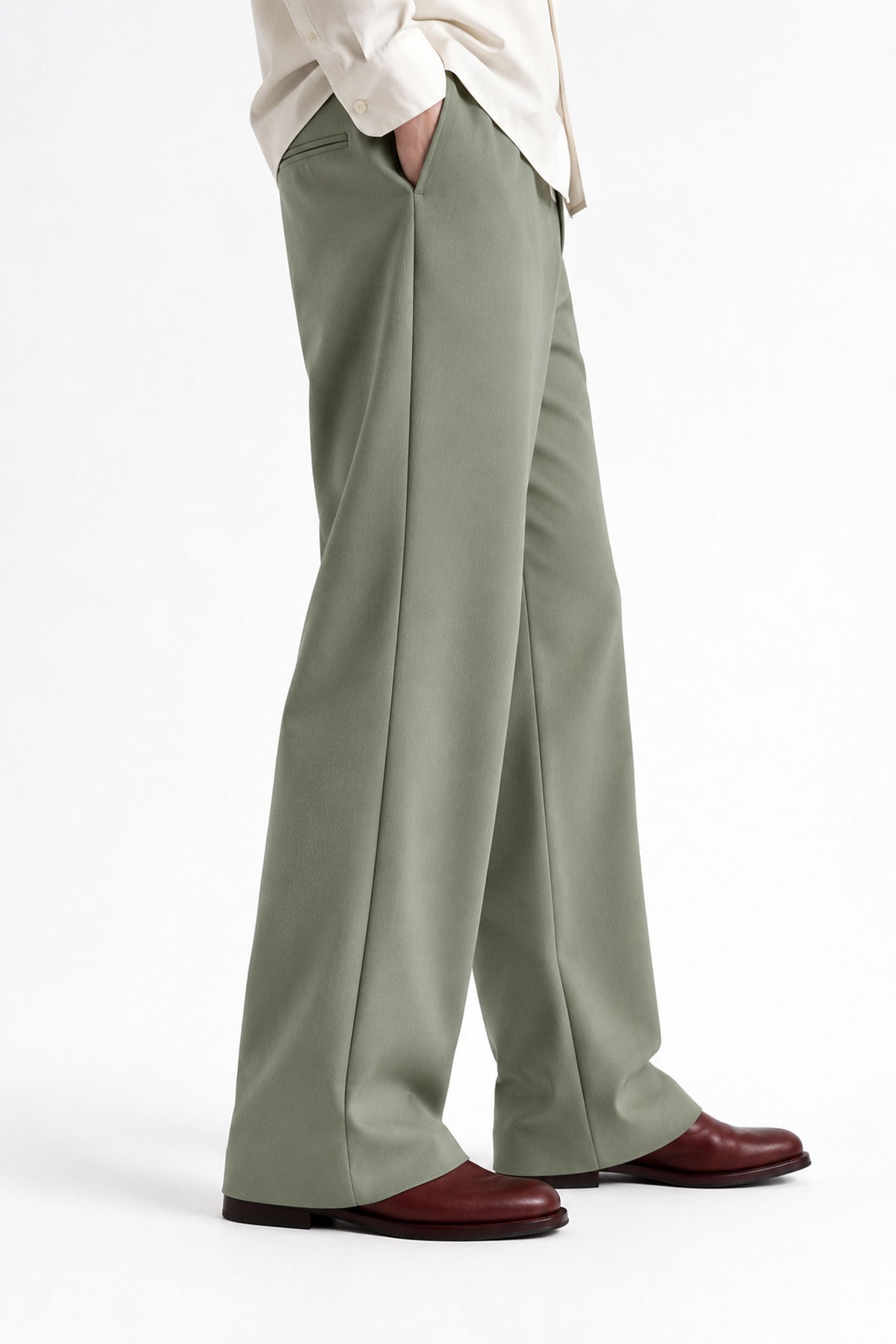 Men Straight Fit Trouser-Sage Green