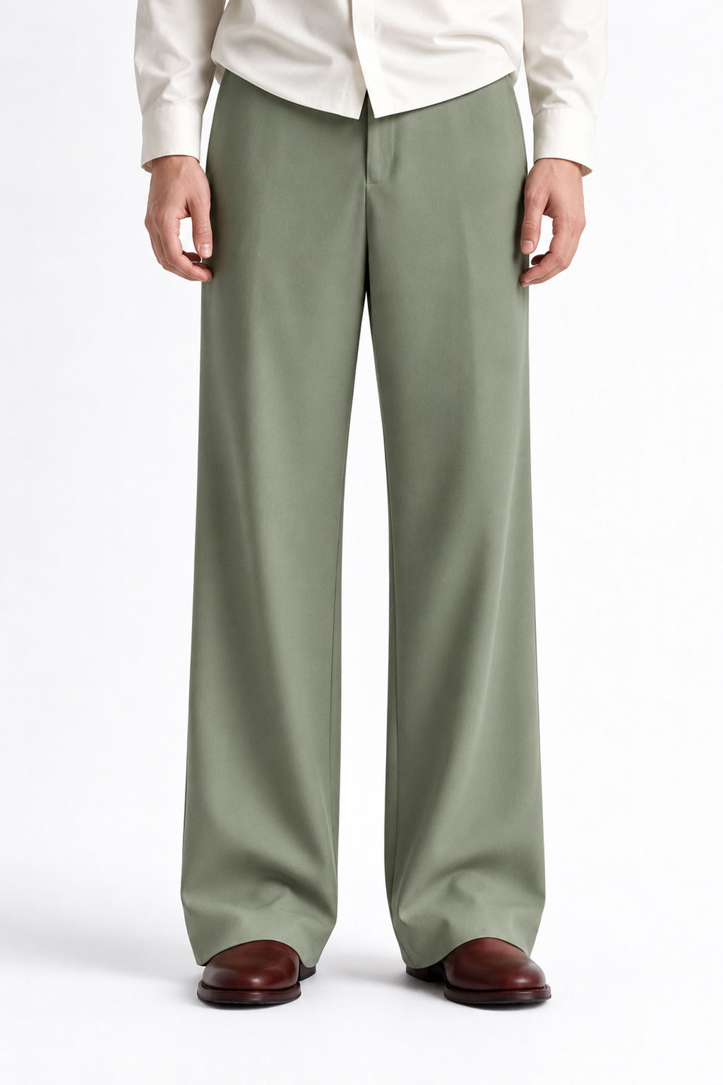 Men Straight Fit Trouser-Sage Green