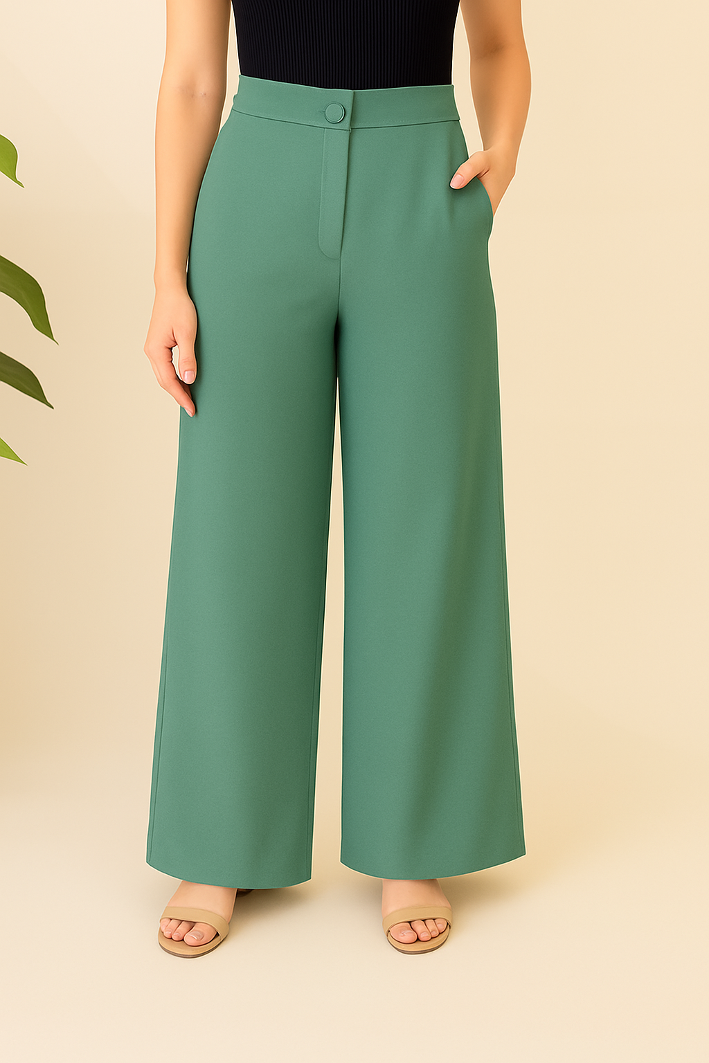 Straight Fit Wide Leg Pants