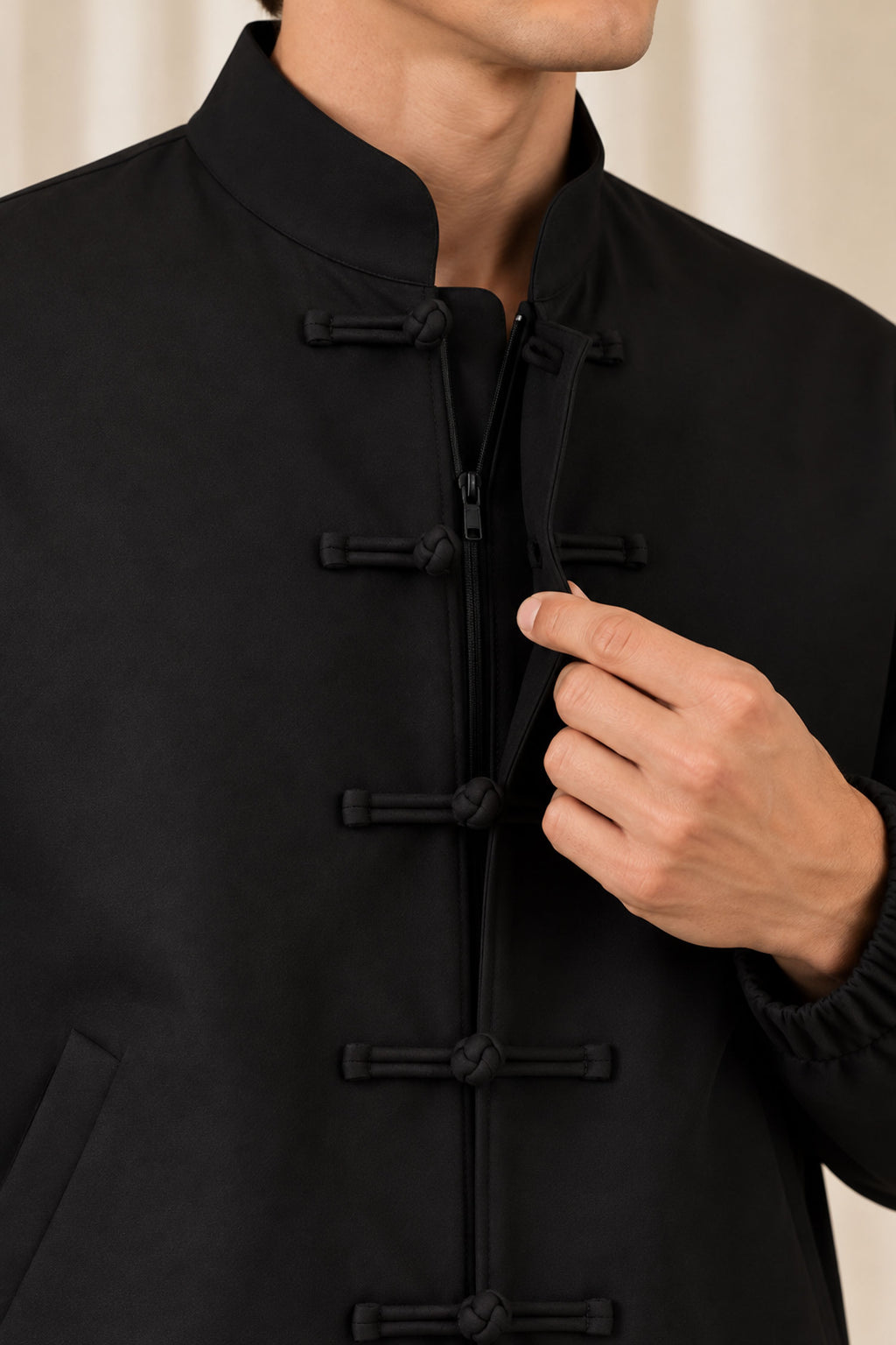 Black Jacket with Knot Closures