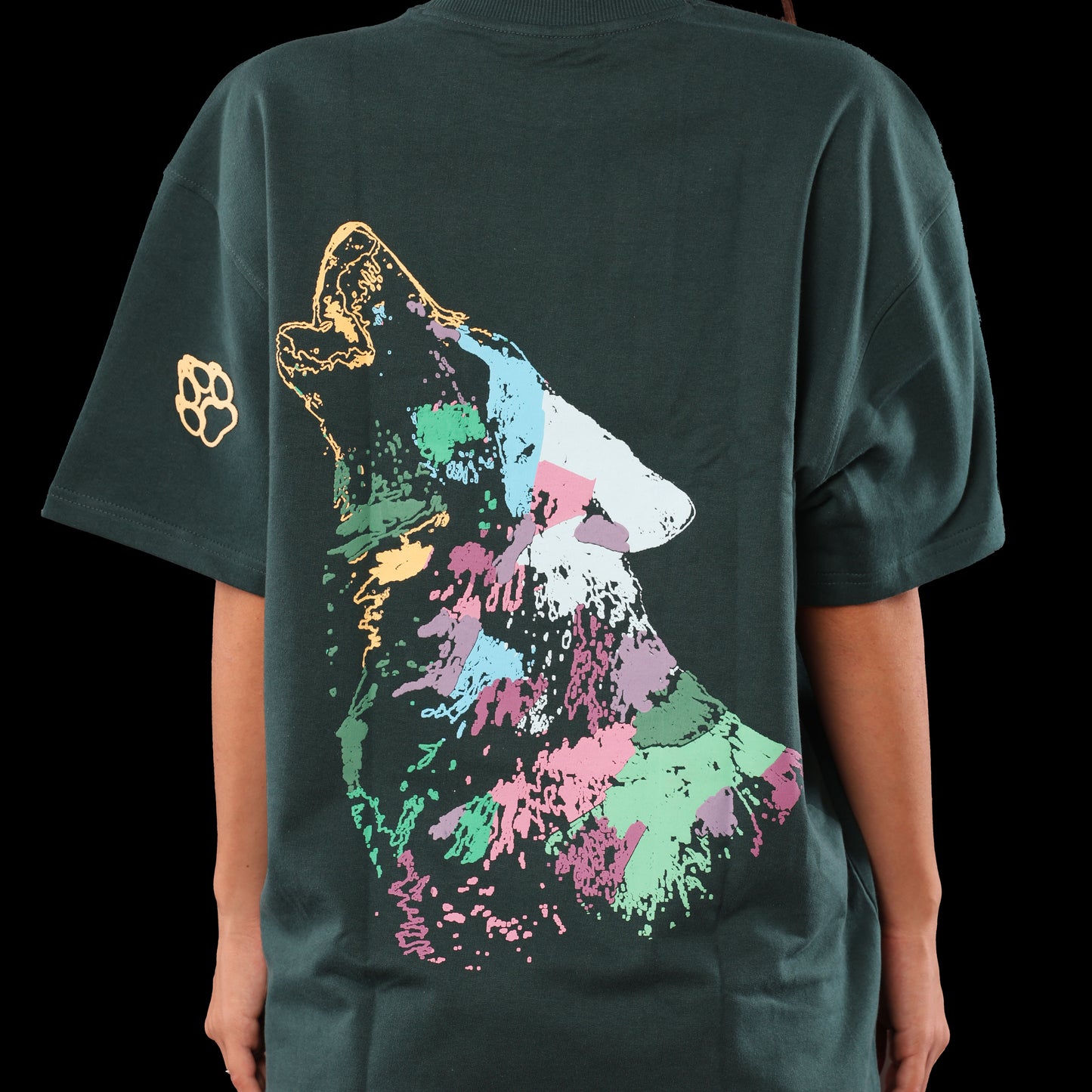 MoonLight Paws Oversize Tshirt - Bottle Green