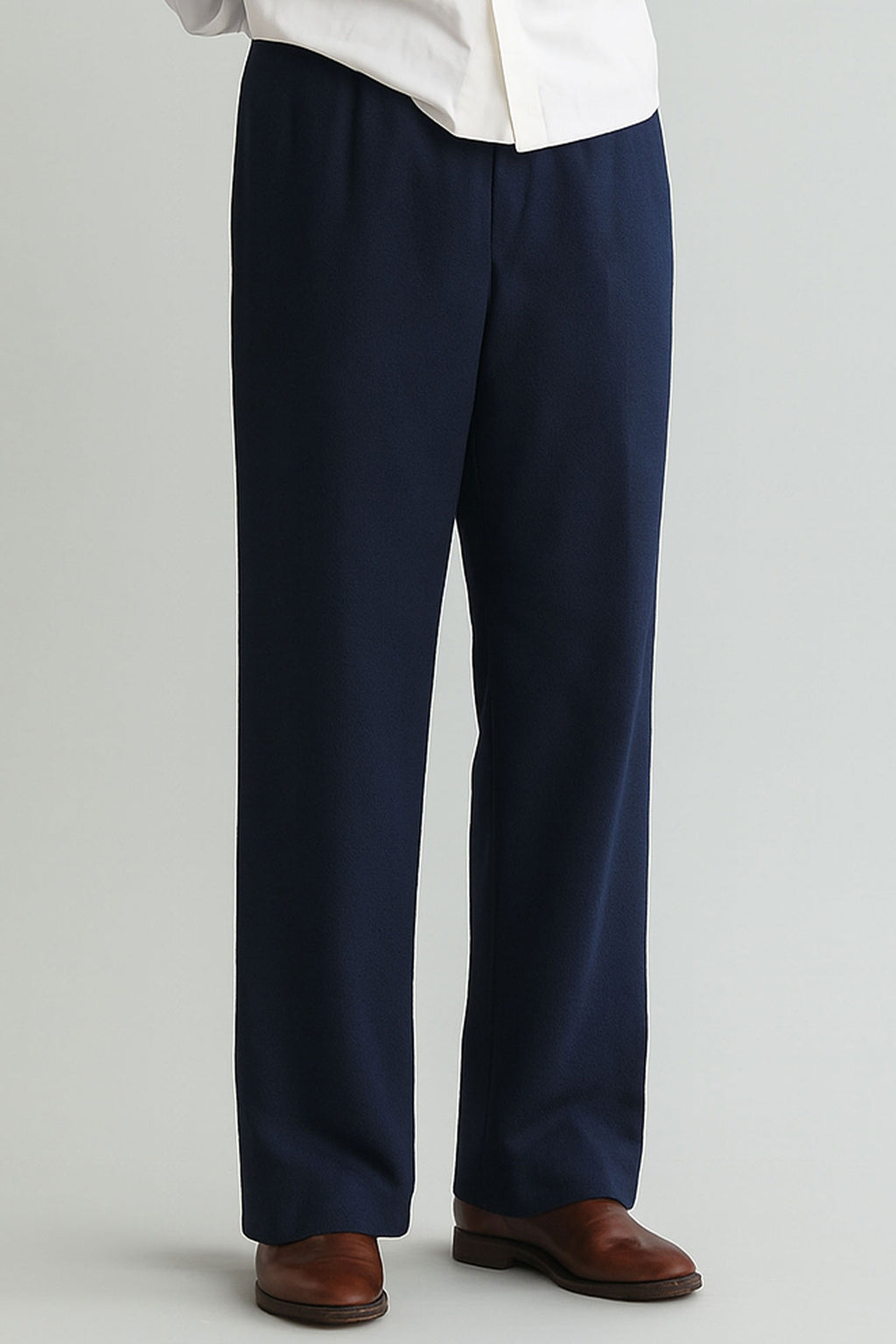 Men Straight Fit Trouser-Navy Blue