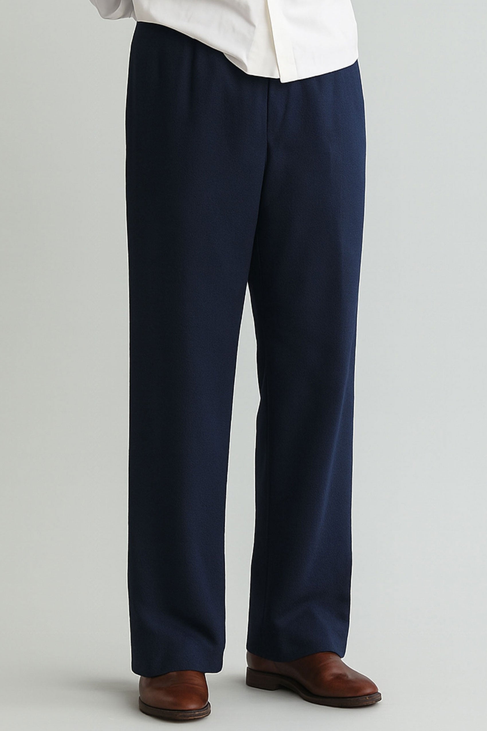 Men Straight Fit Trouser-Navy Blue