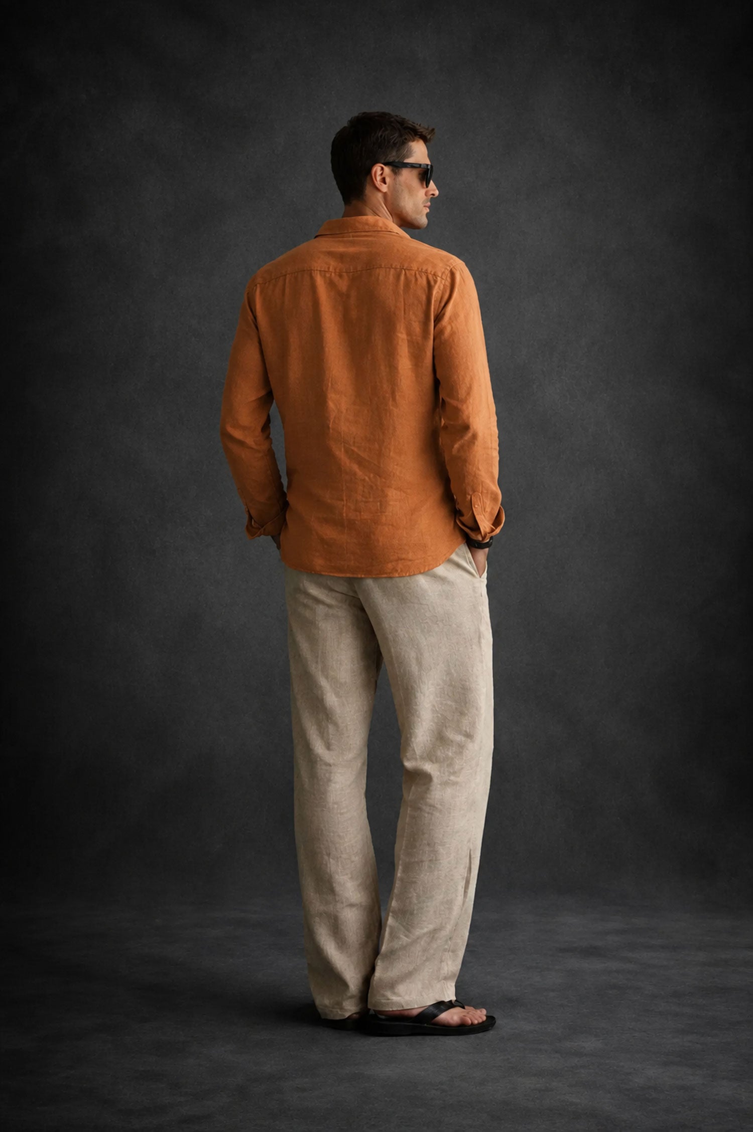 Men 60 Lea Linen Shirt- Dusty Orange
