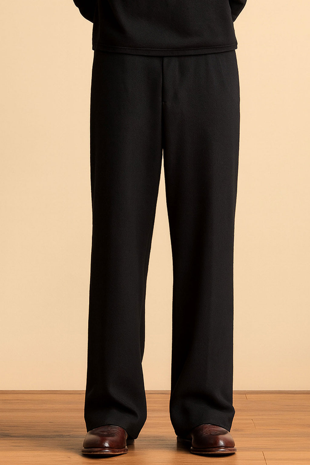 Men Straight Fit Trouser-Black