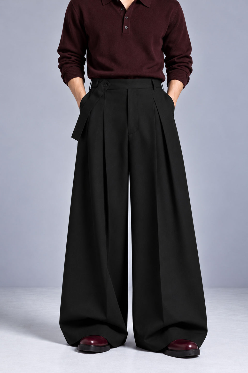 OLF Trouser 01 – Men’s Loose-Fit Wide-Leg Trouser – Black