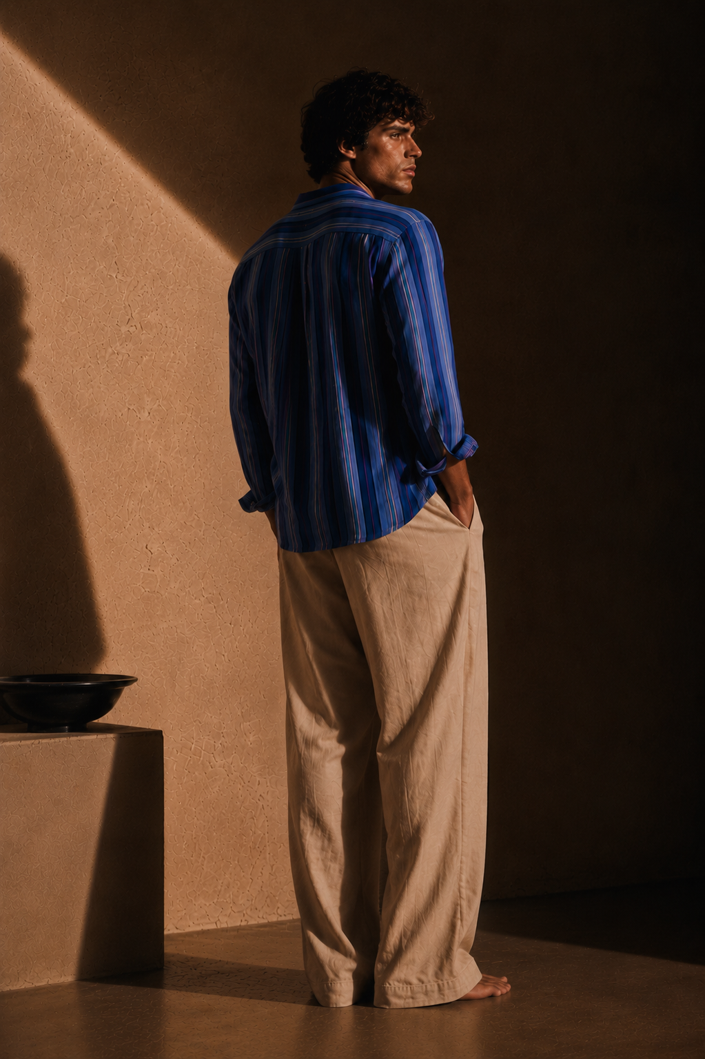 Men Multicolor Stripe LInen Shirt