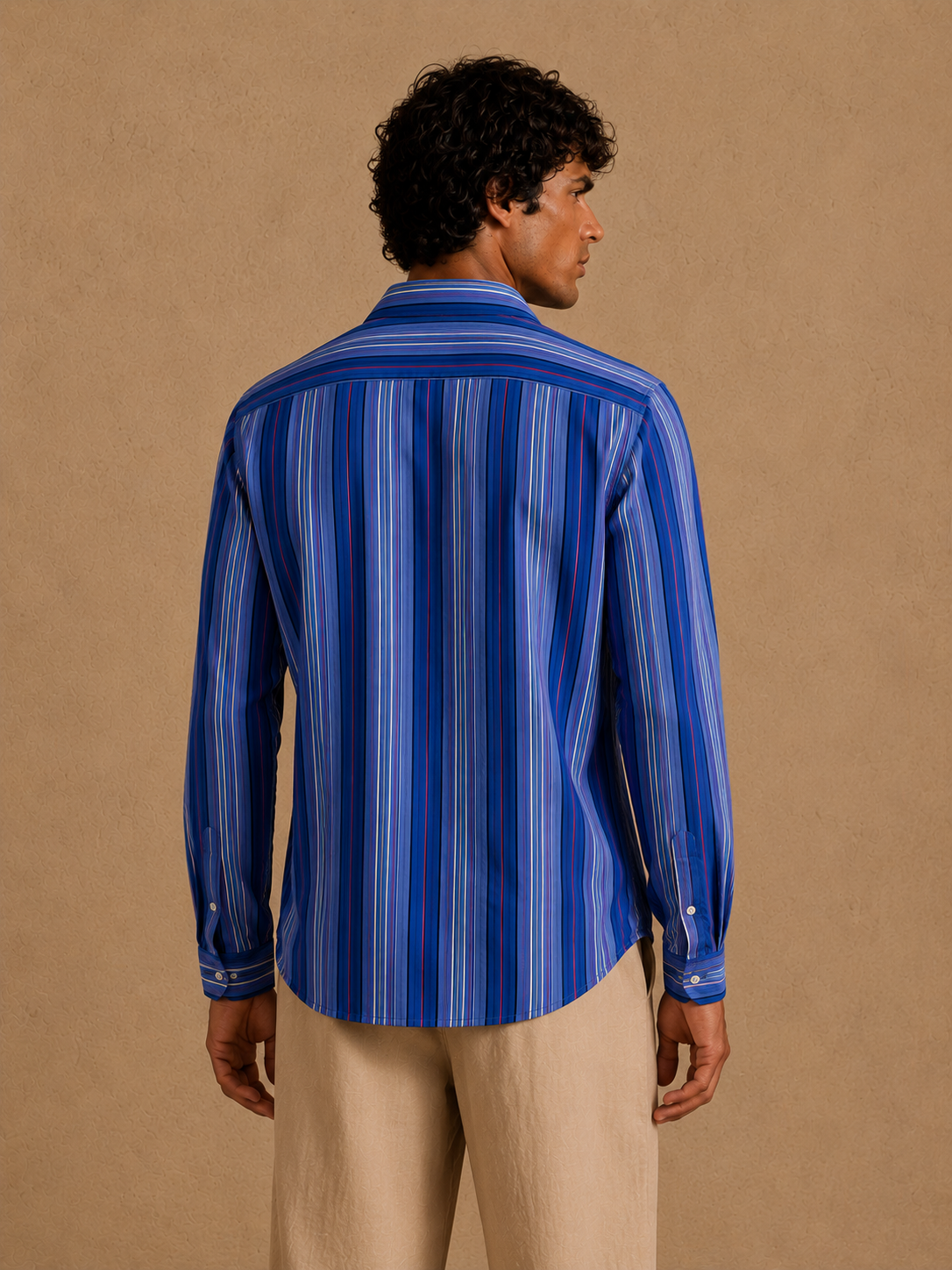 Men Multicolor Stripe LInen Shirt