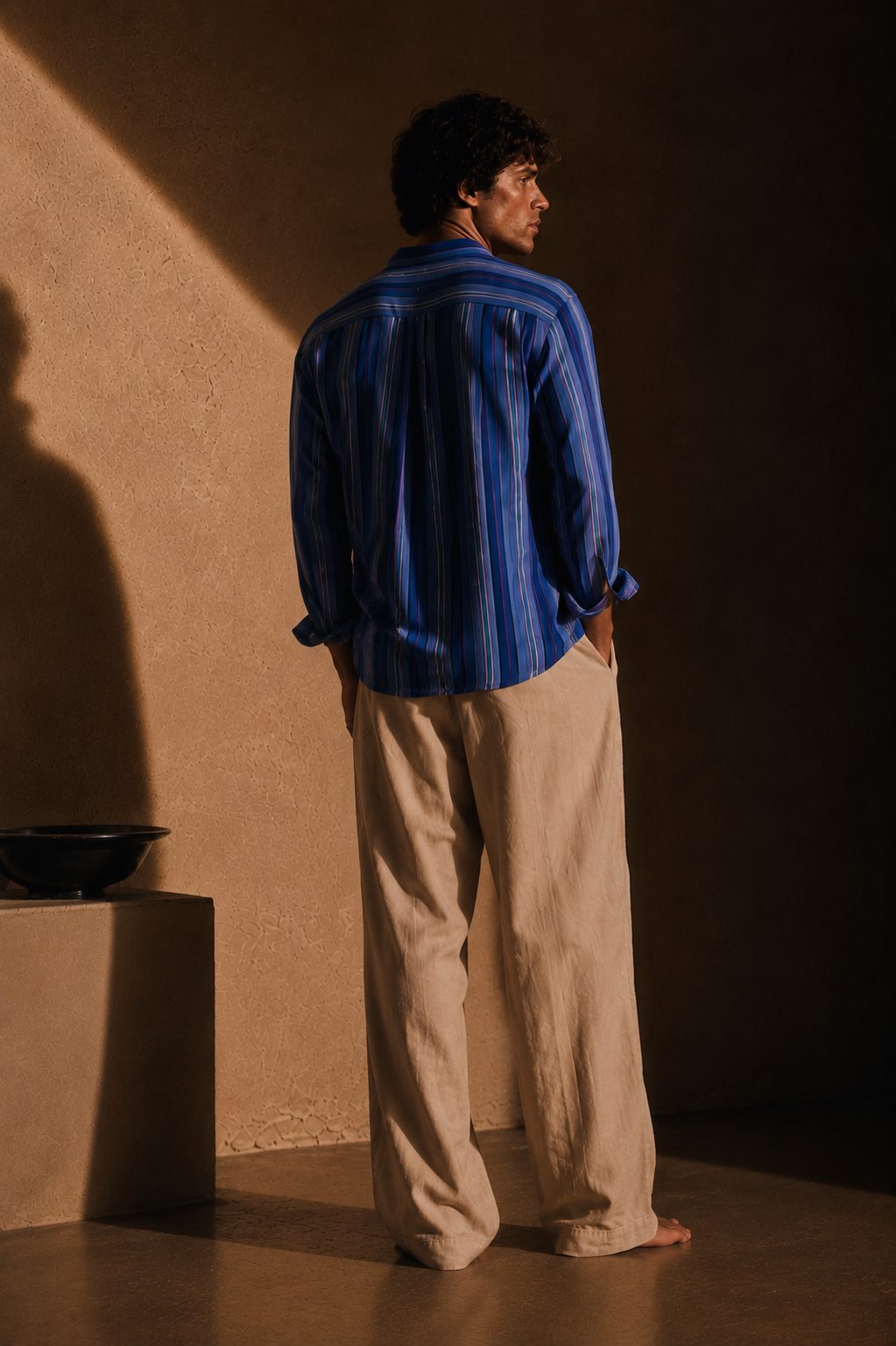 Men Multicolor Stripe LInen Shirt