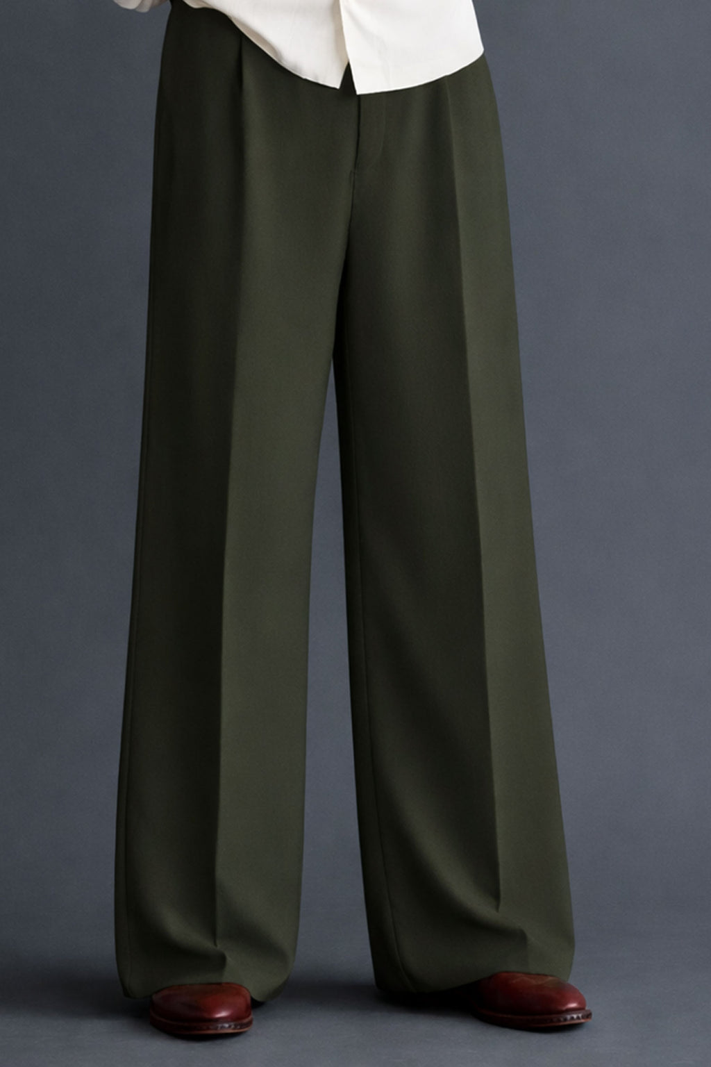 Wide Leg Pants-Dark Olive