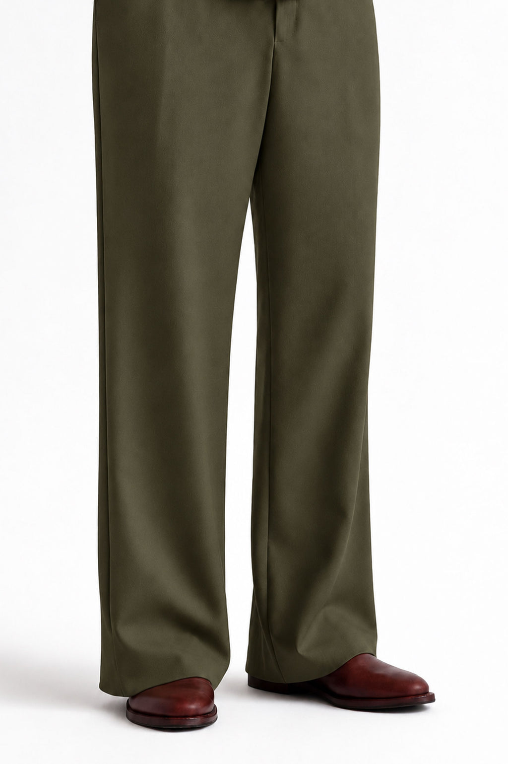 Men Straight Fit Trouser-Olive Green
