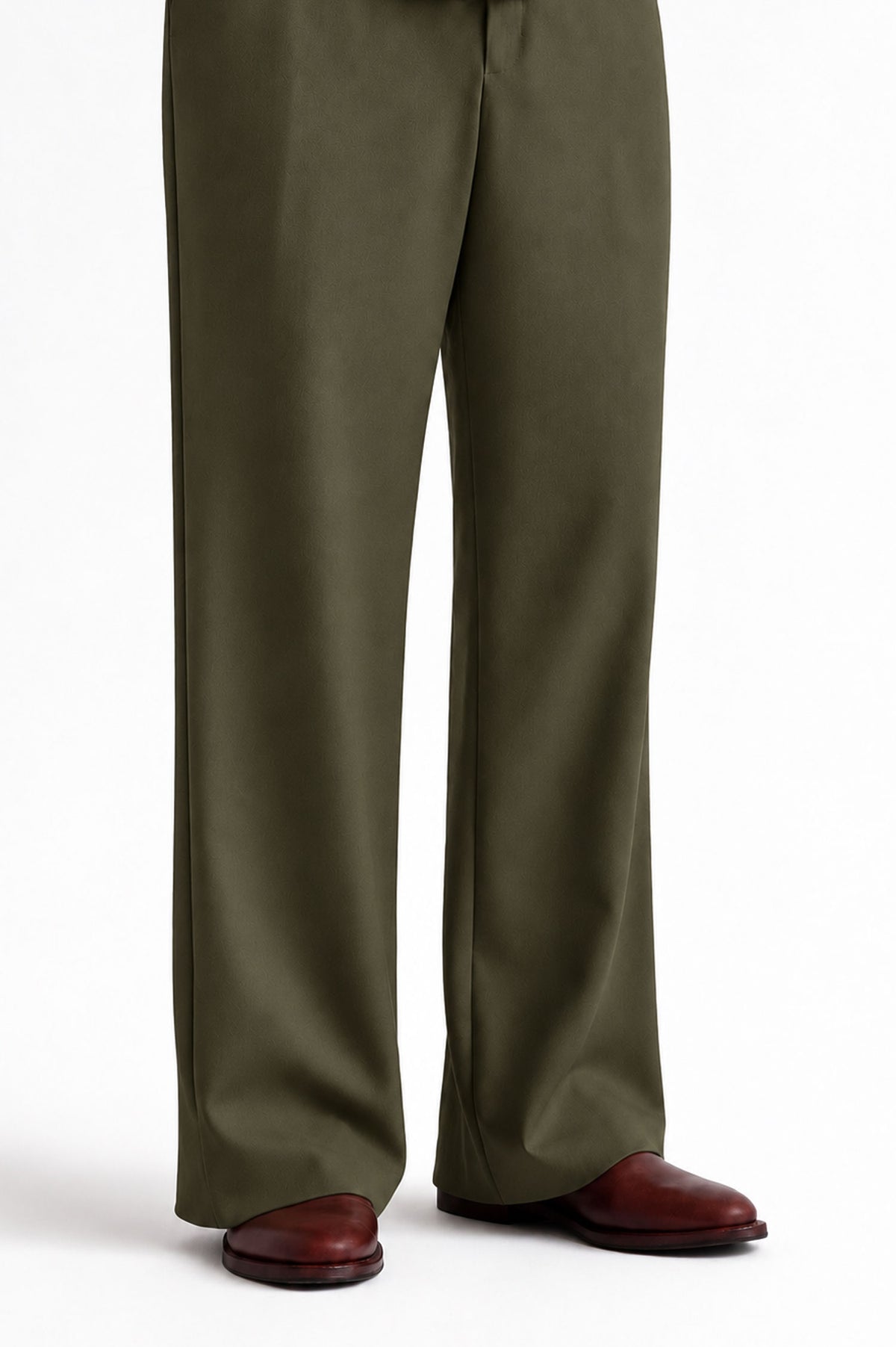 Men Straight Fit Trouser-Olive Green