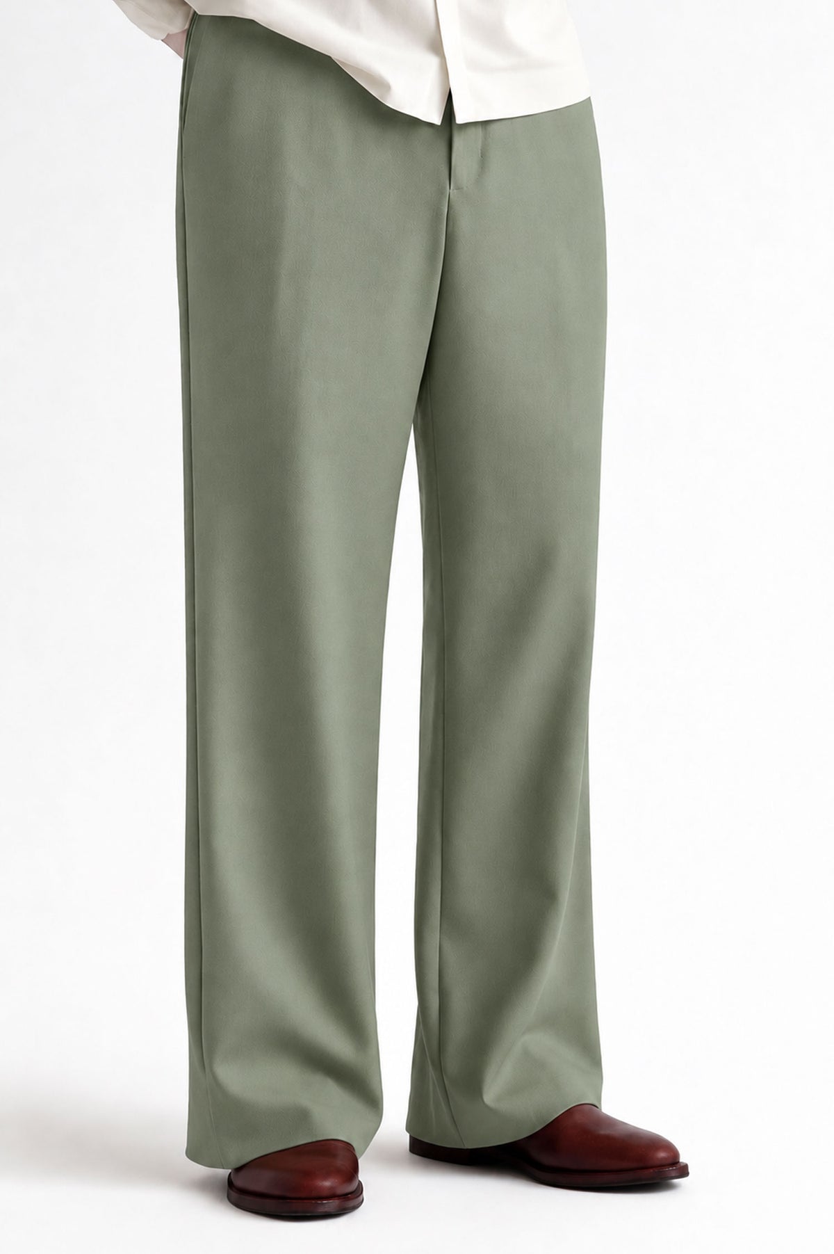 Men Straight Fit Trouser-Sage Green