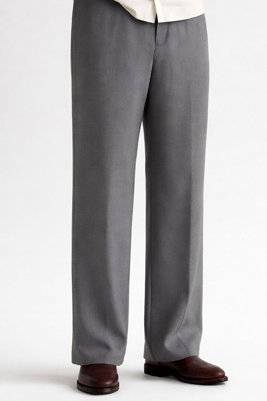 Men Straight Fit Pants- Light Grey