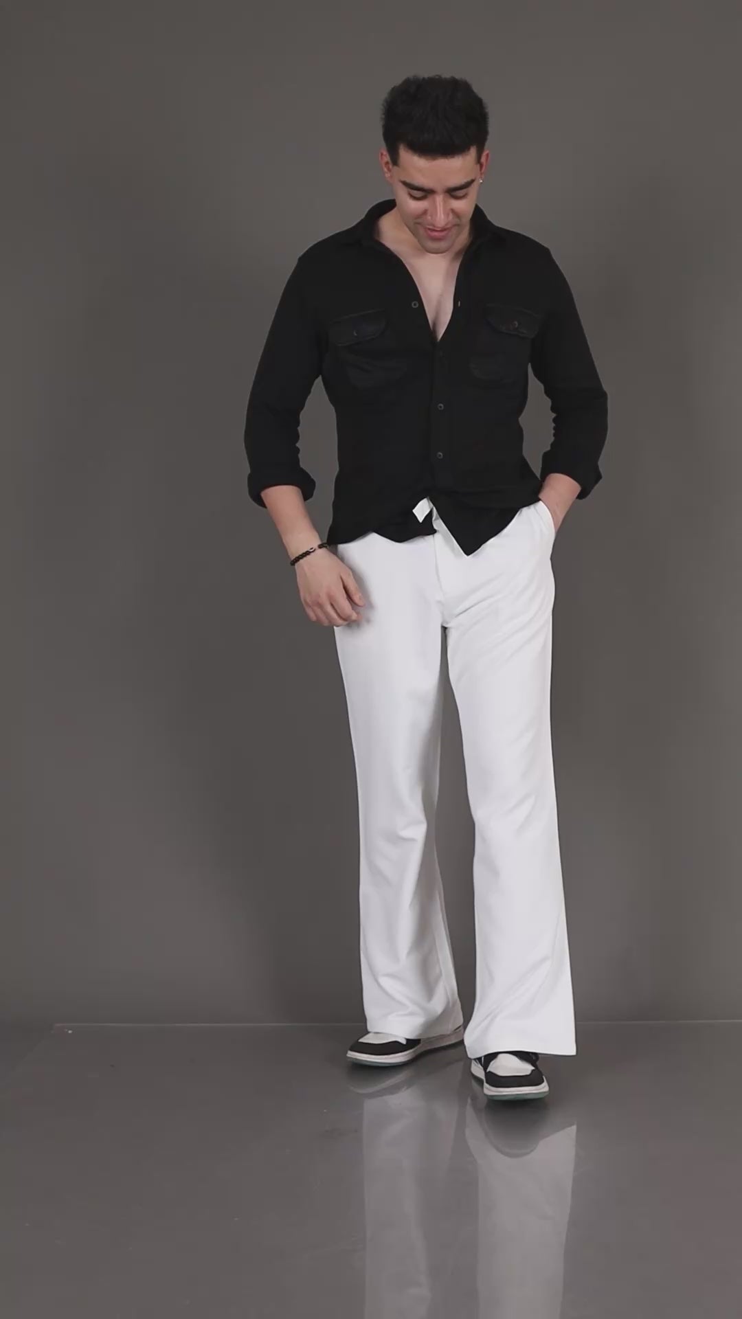Men Straight Fit Trouser-White