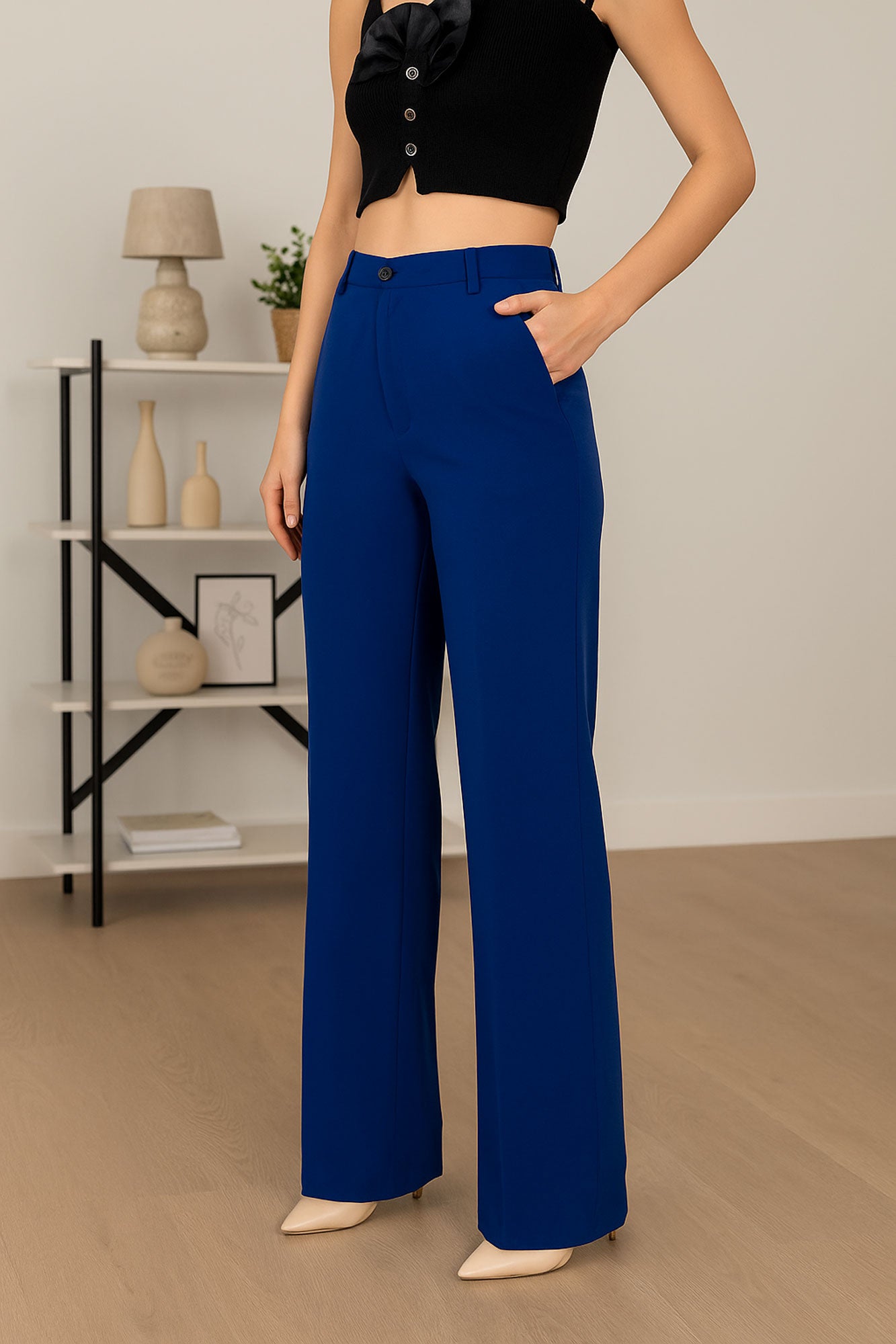 Straight Fit Wide Leg Trouser - White