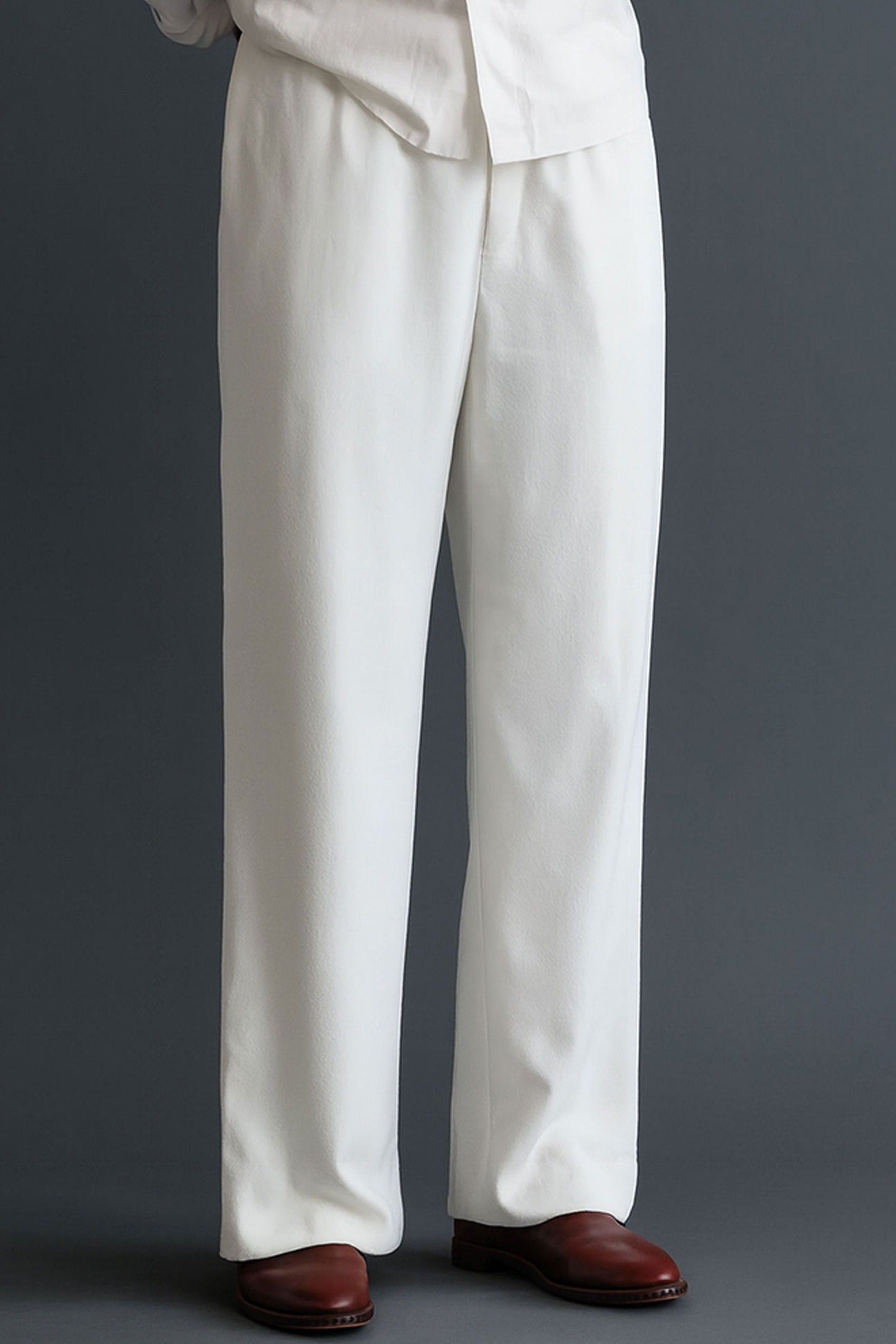 Men Straight Fit Trouser-White